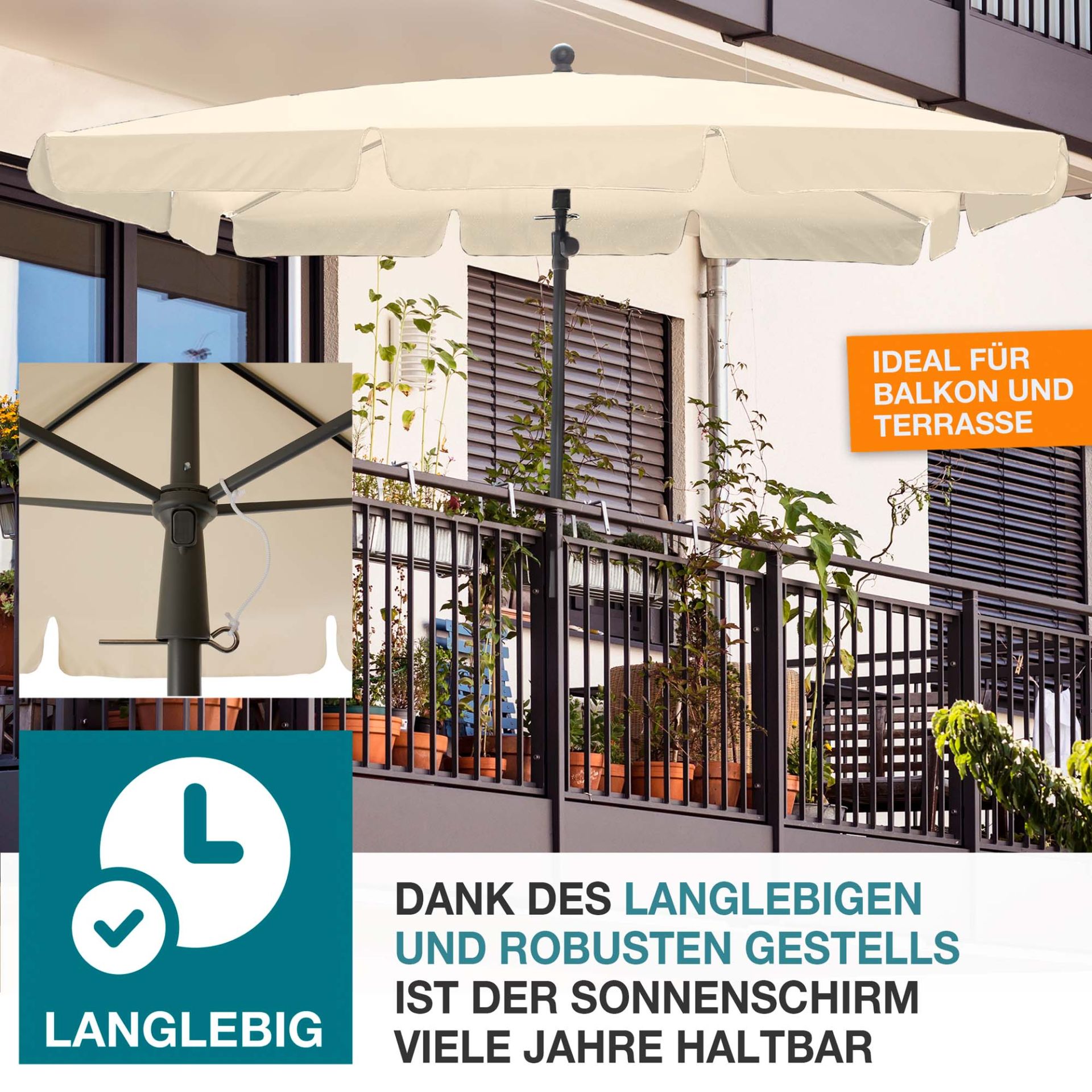 TOM Sonnenschirm SU-100 Beige; langlebig und robust