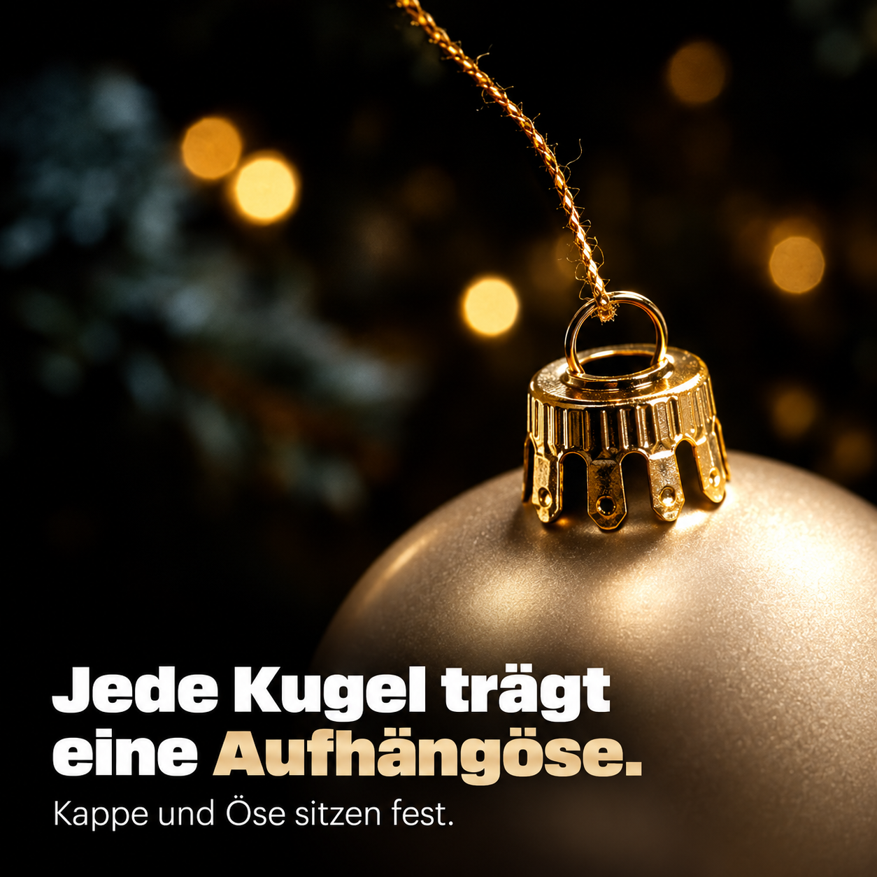 ONBEST Weihnachtskugeln: Festsitzende Kappe und Öse an jeder Kugel (Dieses Bild wurde mit Hilfe von KI generiert.)
