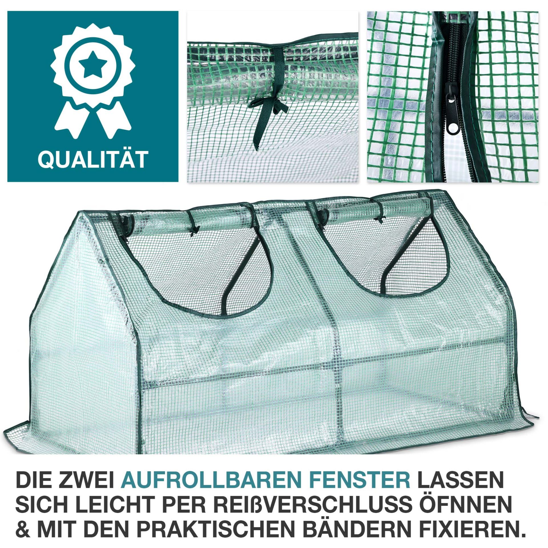 TOM Gewächshaus GH-72; Zwei aufrollbare Fenster mit Reisverschluss