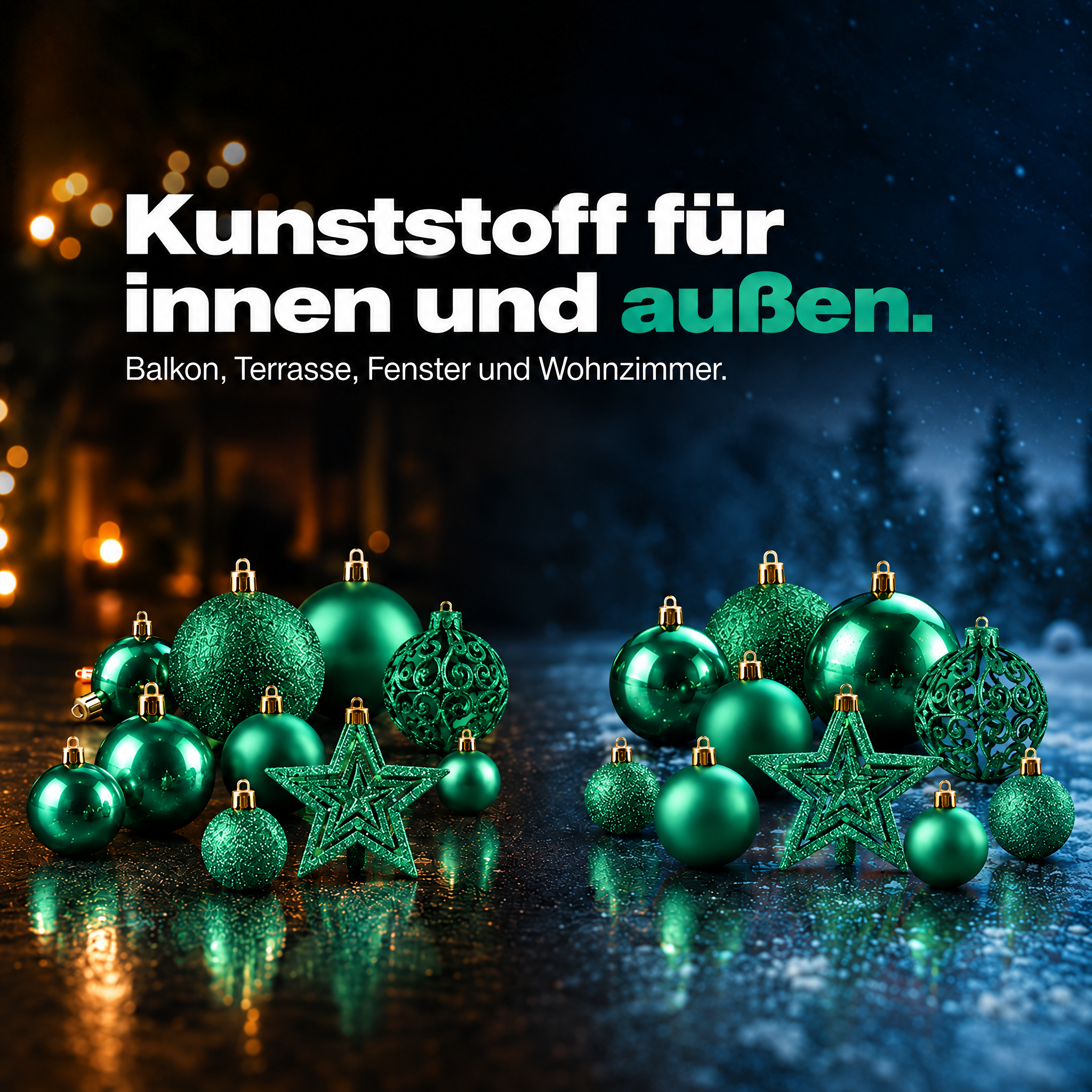 Outdoor Baumschmuck Grün: Wetterfester Kunststoff für innen und außen. (Dieses Bild wurde mit Hilfe von KI generiert.)