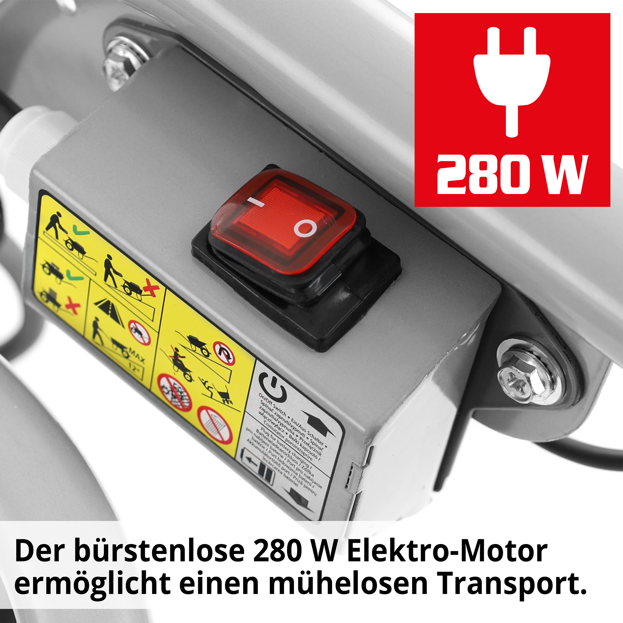Elektro-Schubkare schneller und sicherer Start für den 280 W Motor 