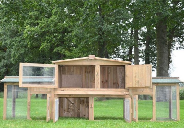 Hasenstall 011 - Dr. Hase; Sechs Türen für leichten Zugriff auf alle Stallbereiche Hasenstall 011 - Dr. Hase; Sechs Türen für leichten Zugriff auf alle Stallbereiche