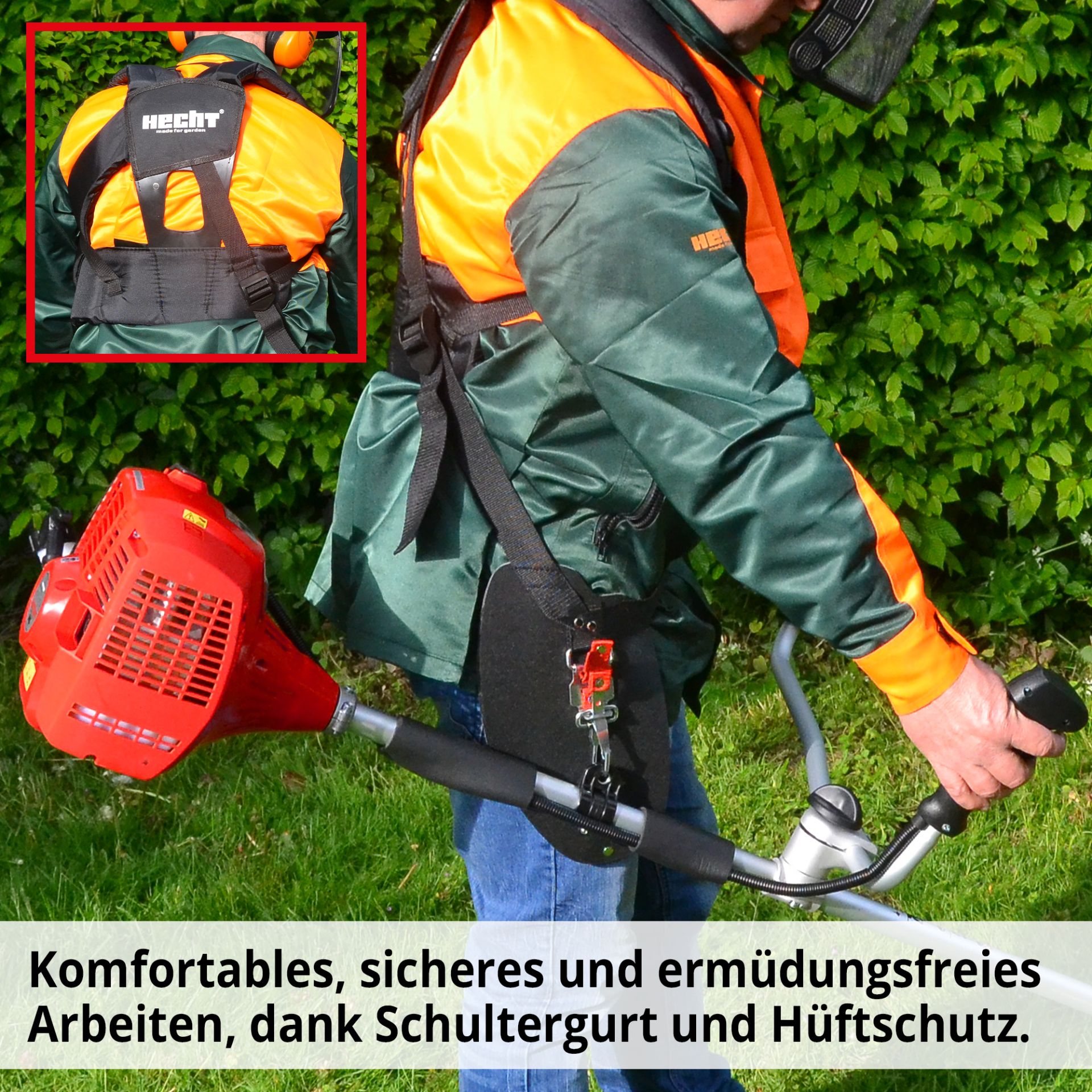 HECHT Benzin-Freischneider 145 Benzin-Freischneider inklusive Schultergurt und Hüftschutz