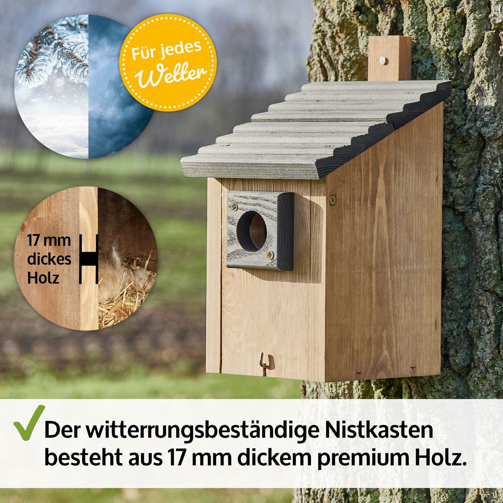 Nistkasten; 17 Millimeter dickes premium Holz