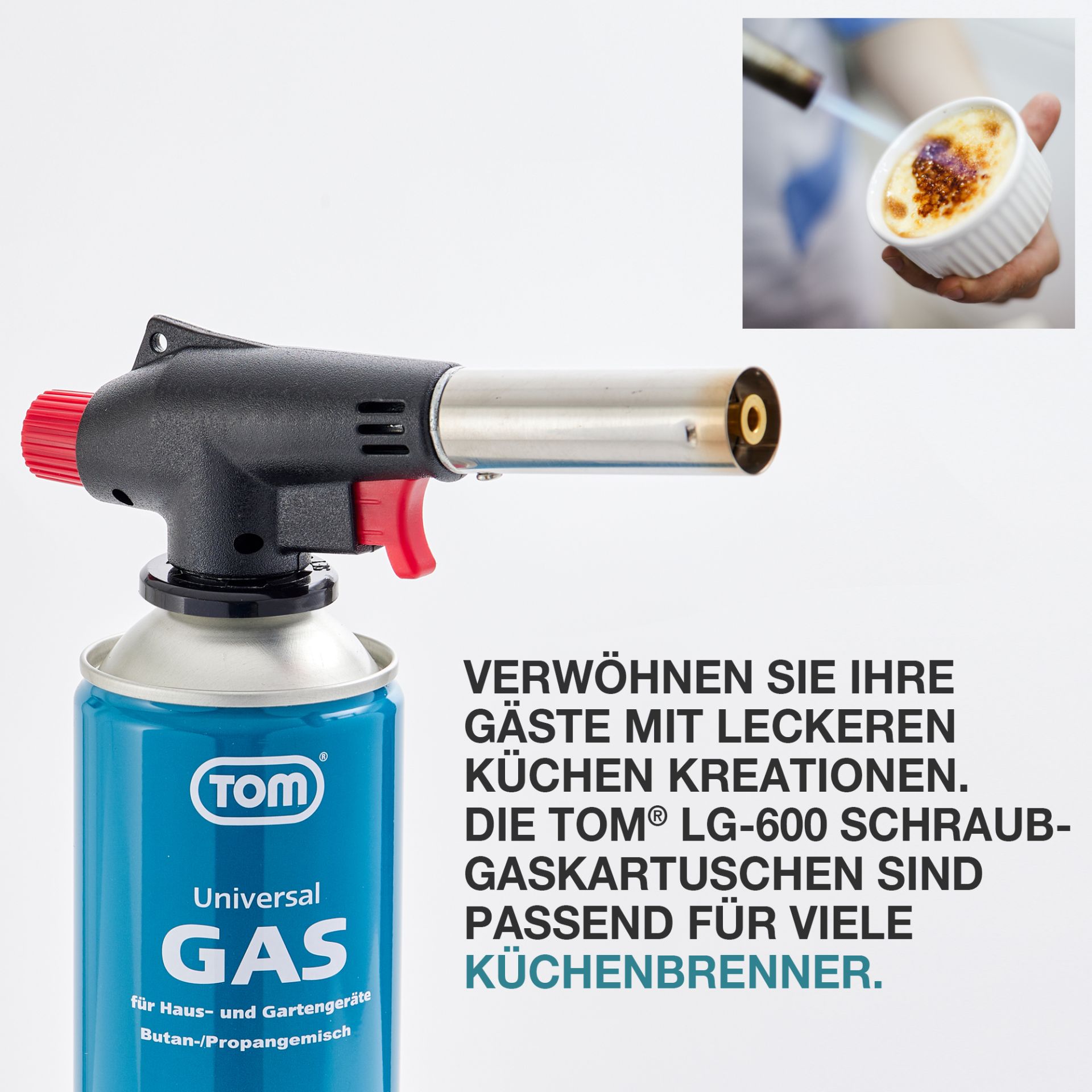 TOM LG-600 Gaskartusche ist passend für viele Küchenbrenner