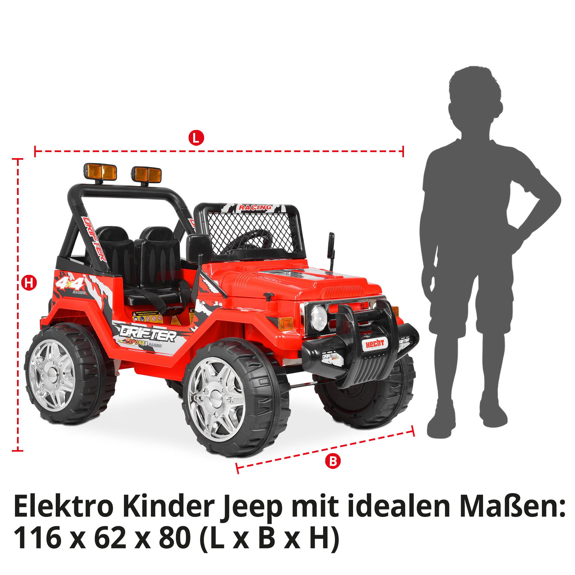 HECHT Kinder Elektroauto Jeep 56185 mit idealen Maße