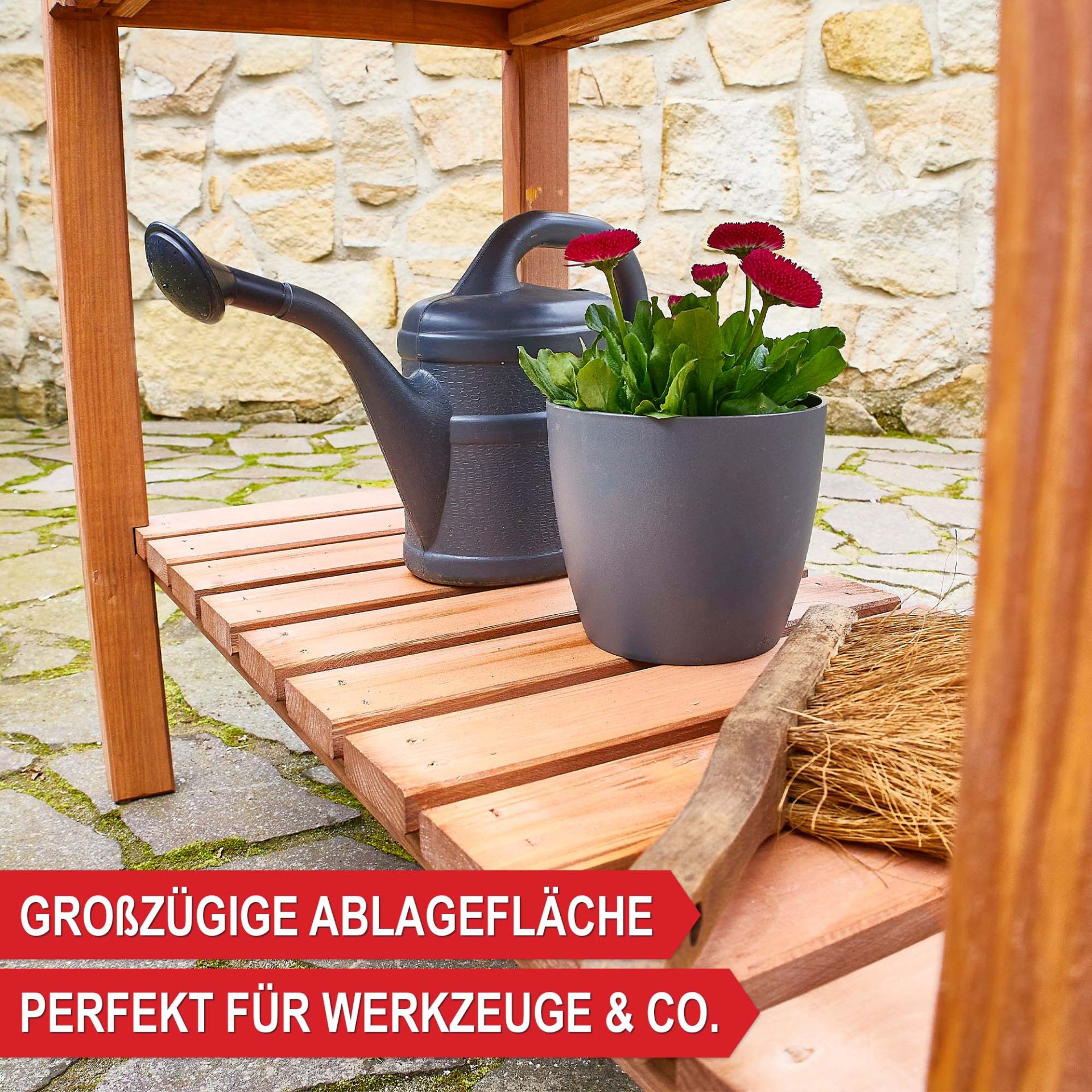  Hochbeet Summer - Mit Ablagefläche für Werkzeug, Gießkannen, Blumentöpfe und weiteres