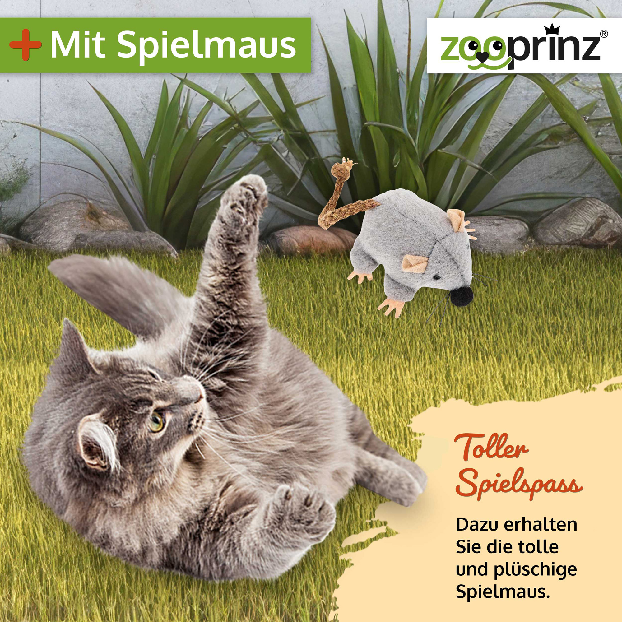 Katzenhaus Tiger; zusätzlich mit Plüschmaus