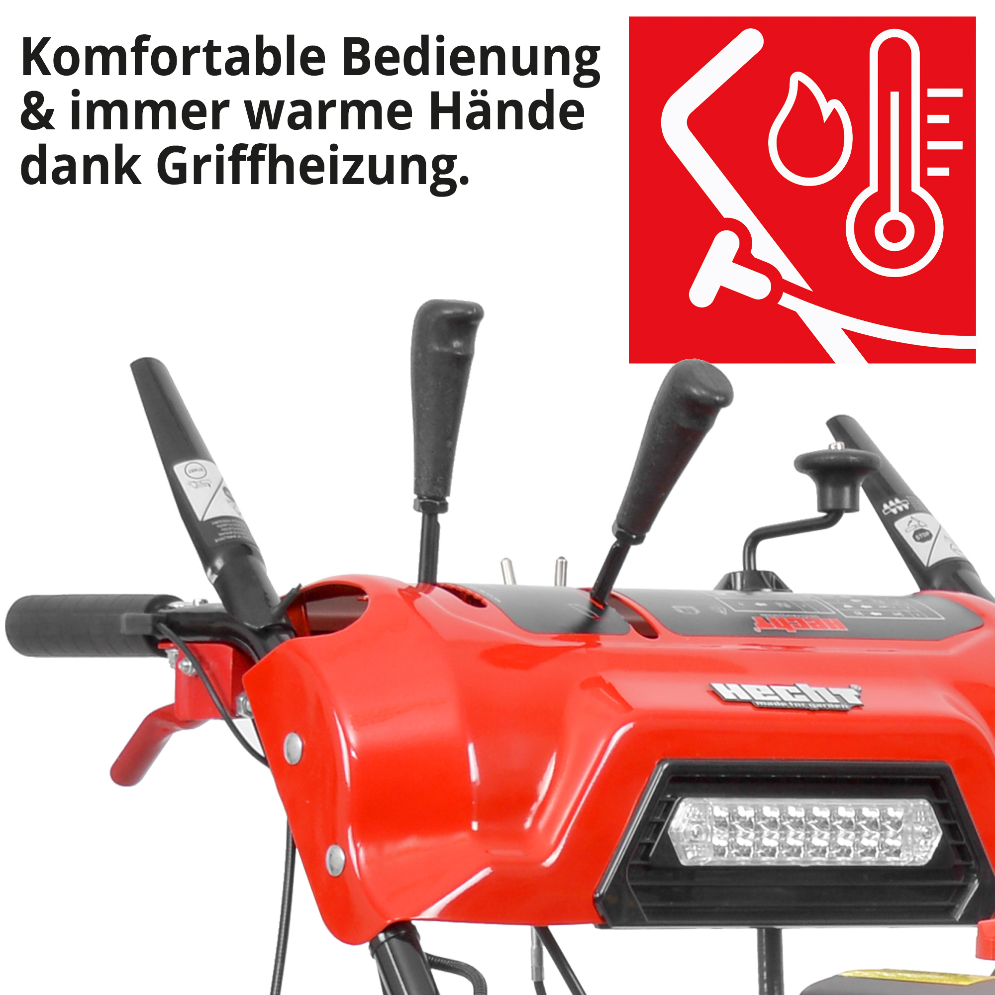 Hecht Benzin Schneefräse mit Griffheizung für komfortables arbeiten 