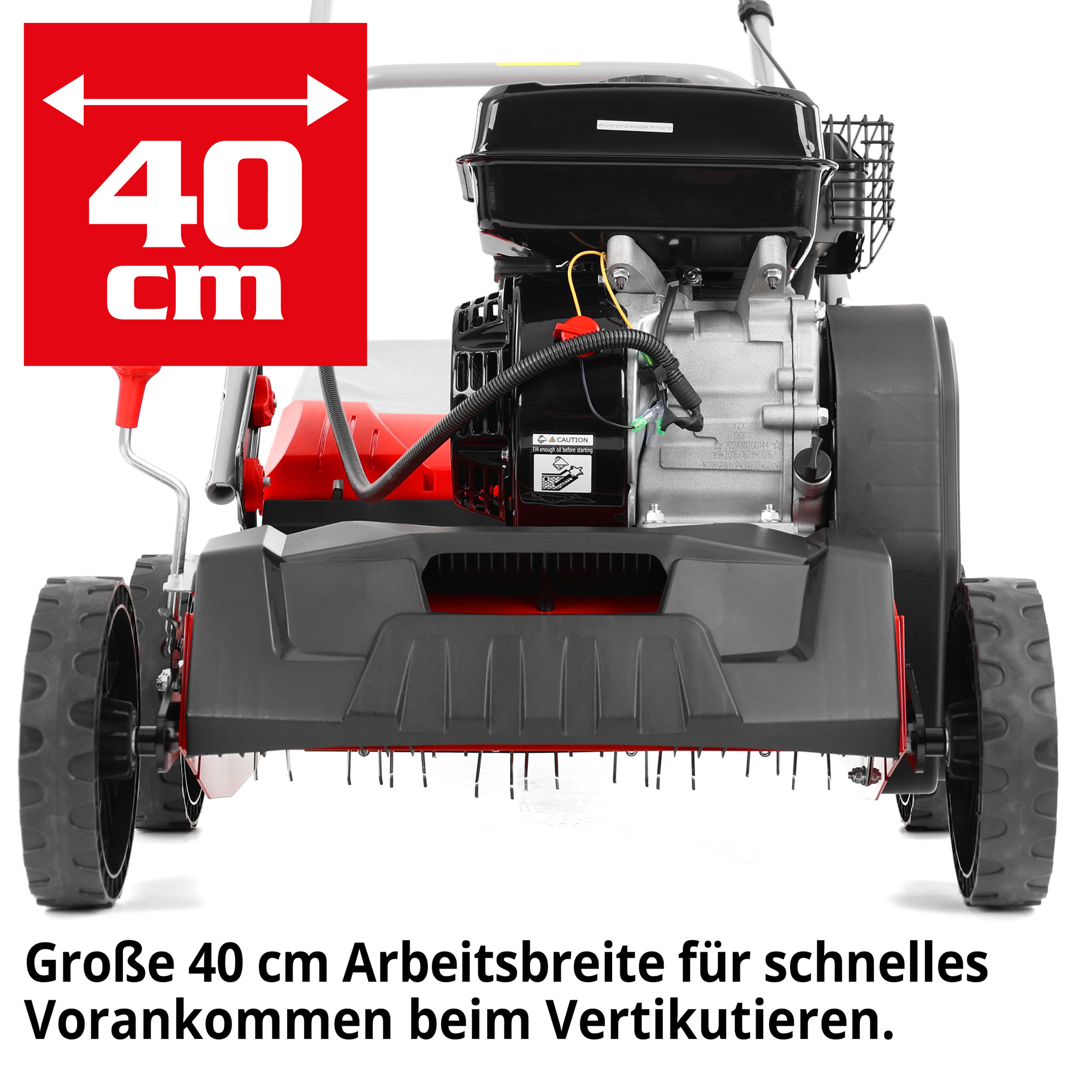 Hecht Benzin Vertikutierer mit großer Arbeitsbreite für schnelles Vorankommen beim Vertikulieren