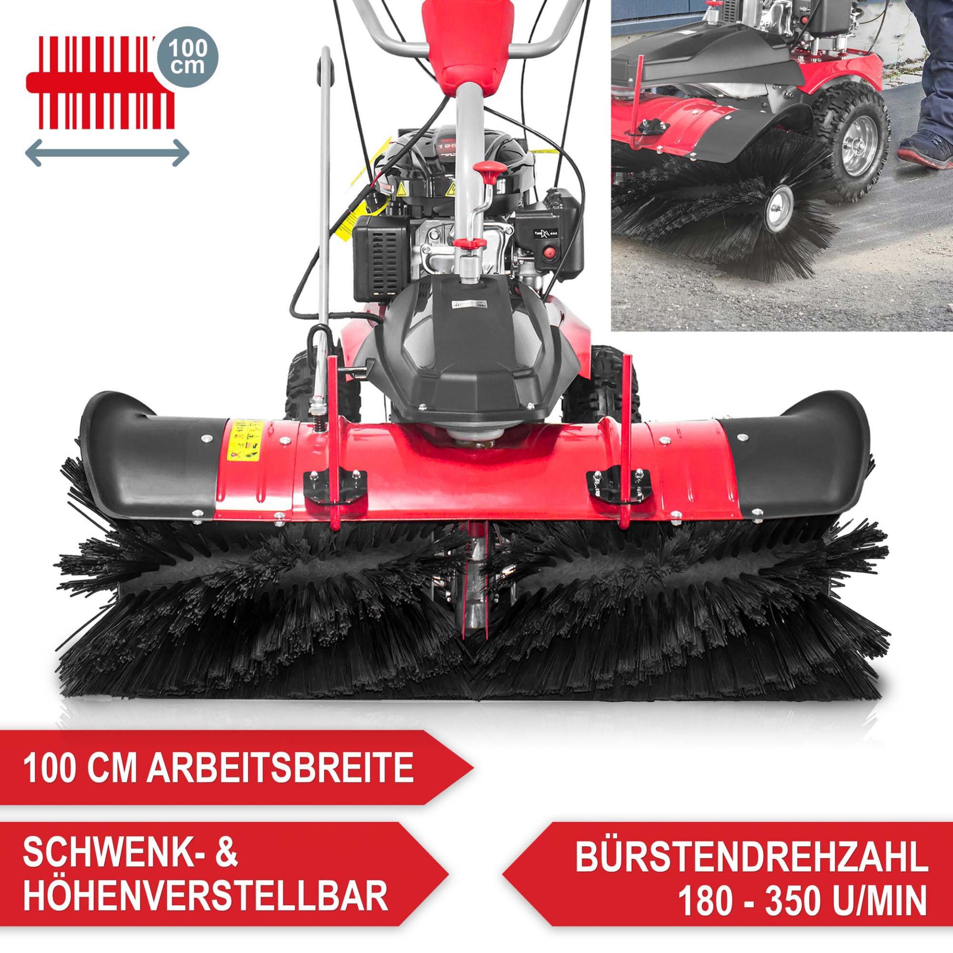 Kehrmaschine Benzin Set 100-LE - große Arbeitsbreite, Schwenk- und Höhenverstellbar, hohe Bürstendrehzahl