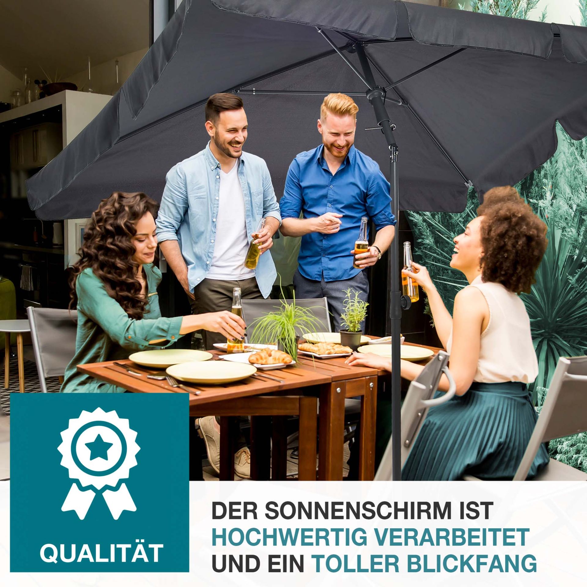 TOM Sonnenschirm SU-100 Anthrazit; hochwertig verarbeitet