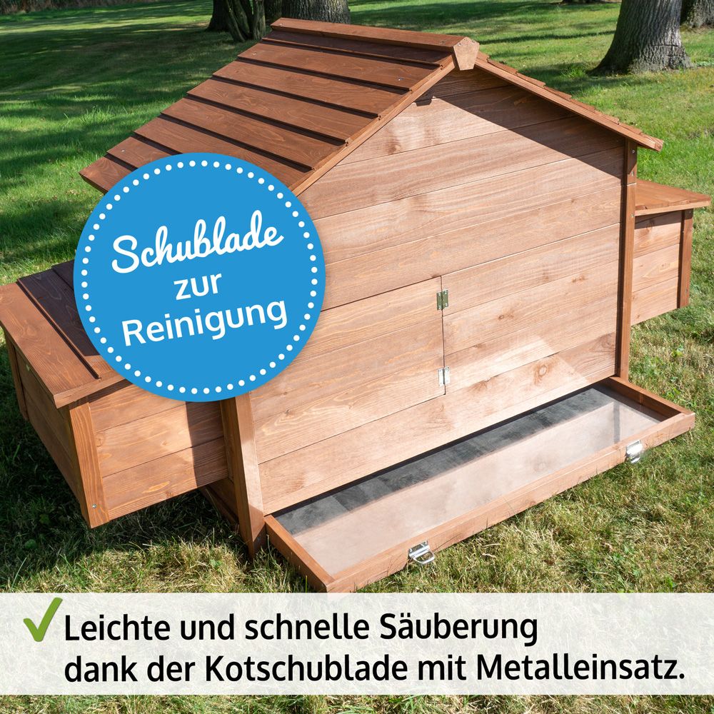 Hühnervoliere Happyfarm; Kotschublade zur einfachen Reinigung