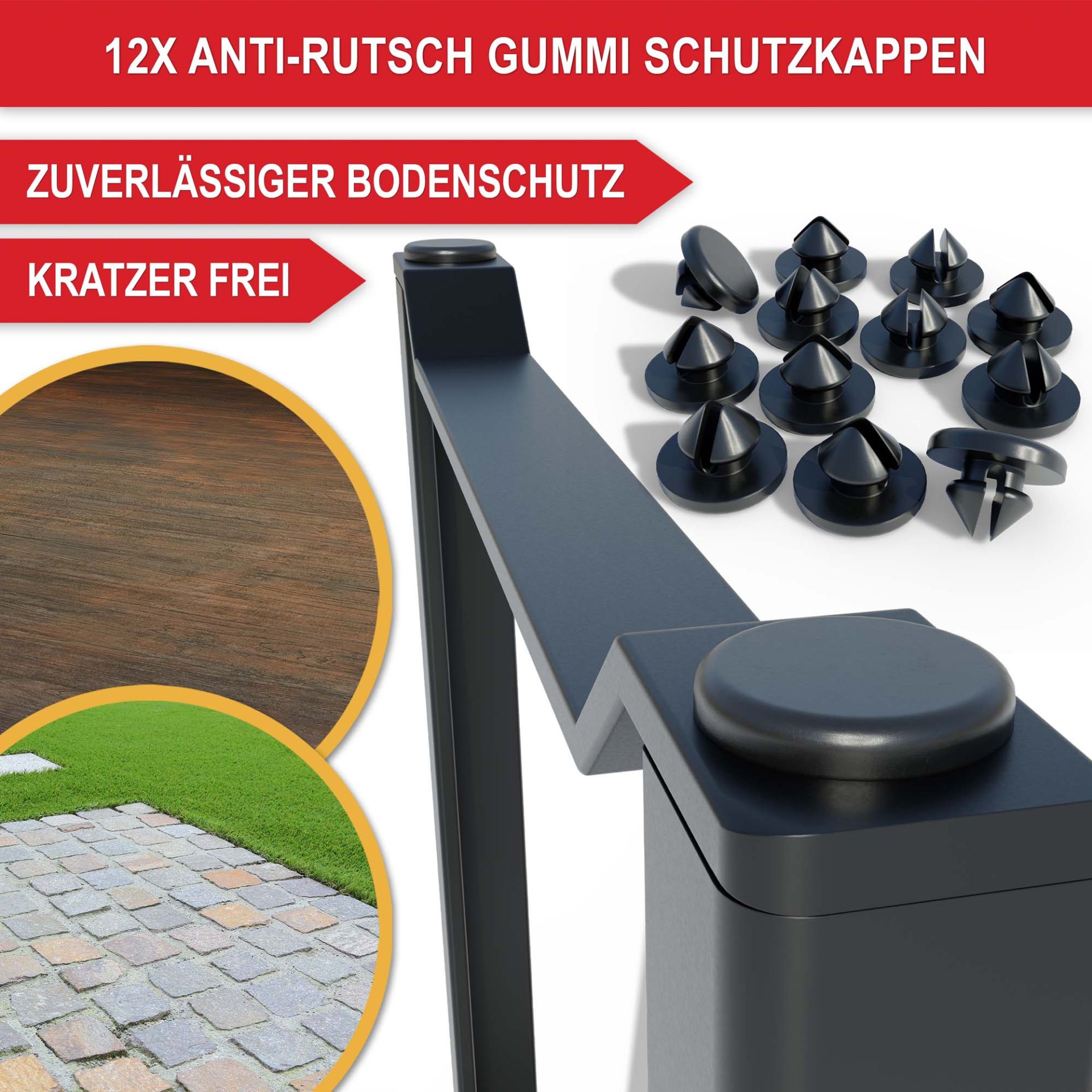 Bierzeltgarnitur Bavaria - 12mal Anti-Rutsch-Gummischutzkappen, zuverlässige Bodenschutz, kratzer Frei