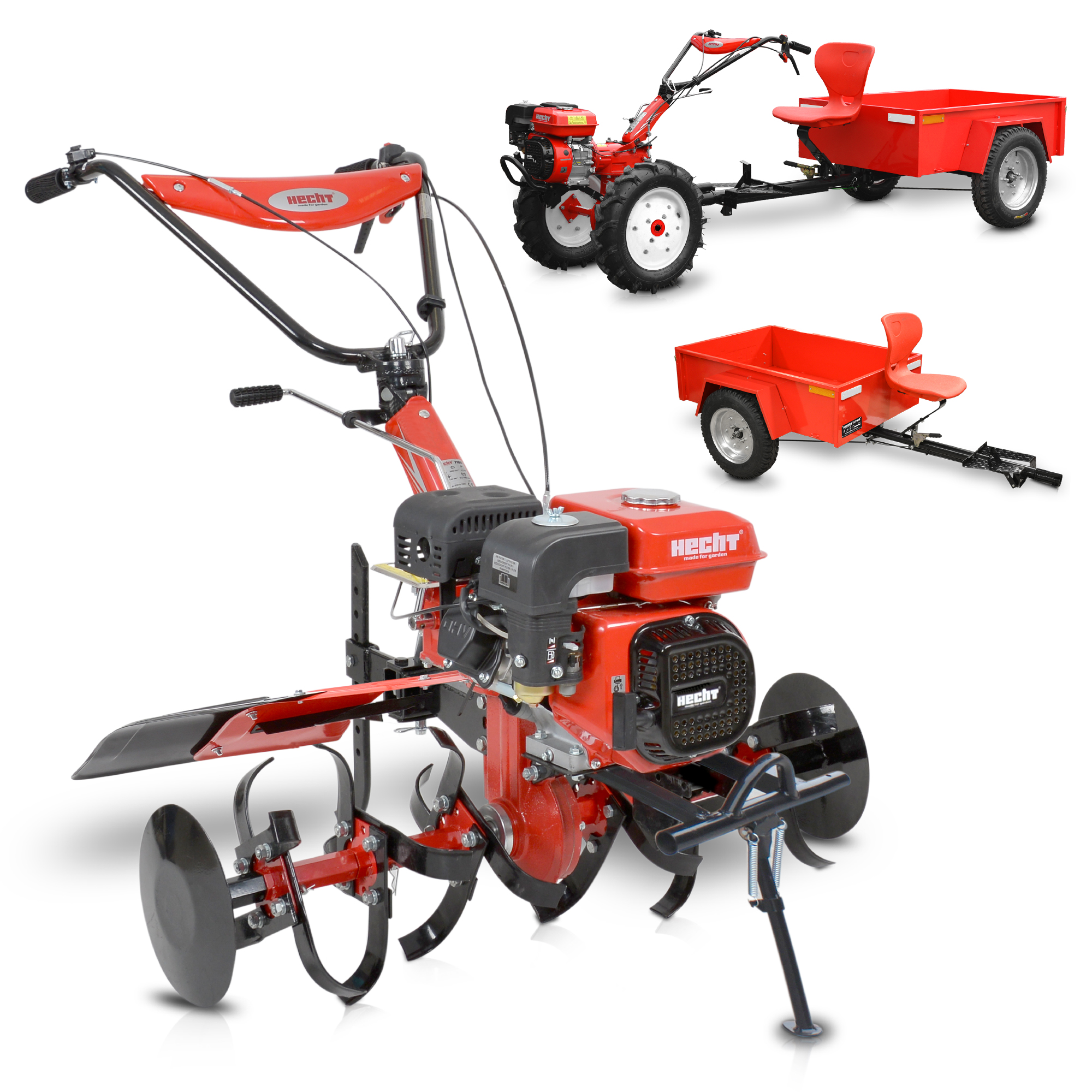 Gartenfräse Motorhacke Set mit Transportwagen