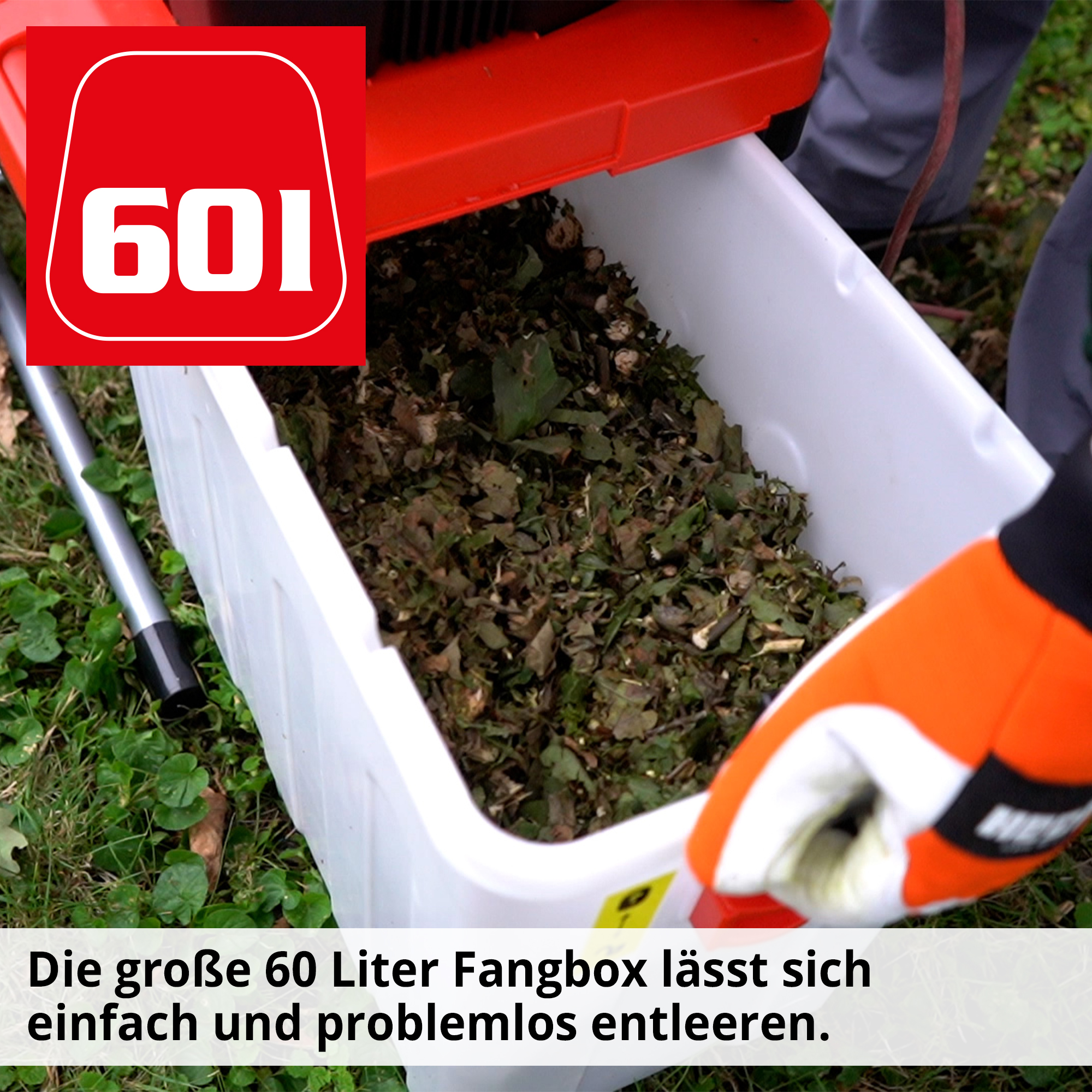 Gartenhäcksler; 60 Liter große Fangbox lässt sich bequem entleeren