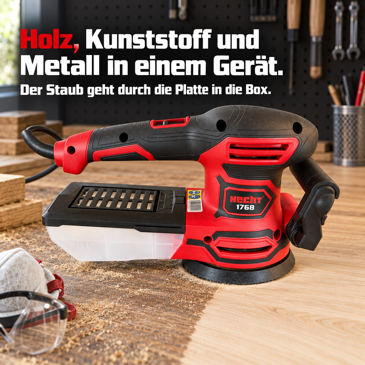 HECHT Exzenterschleifer 1768 für Holz, Kunststoff und Metall (Dieses Bild wurde mit Hilfe von KI generiert.)