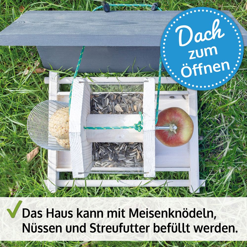 Vogelhaus Bird Kitchen; Dach öffnen und nachfüllen