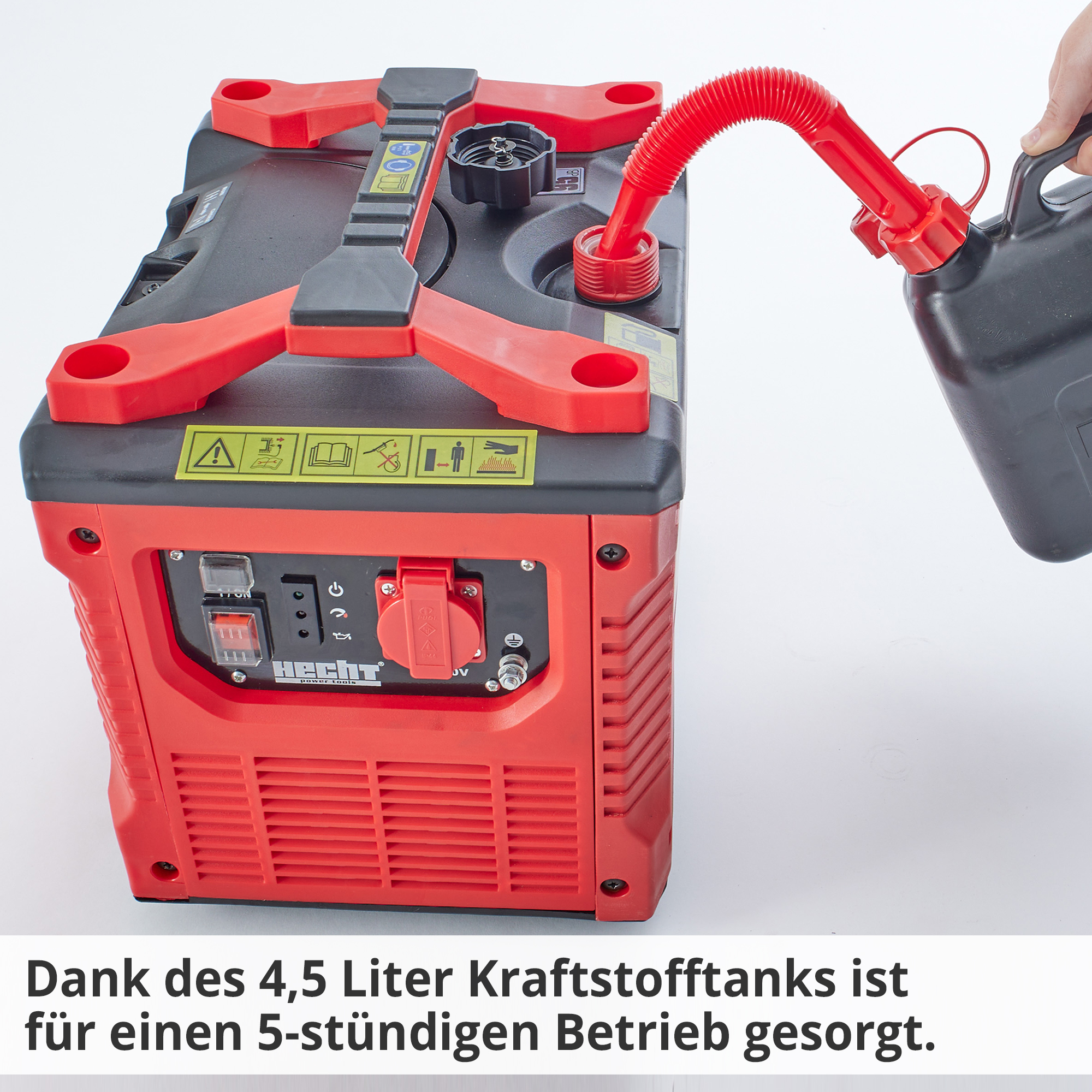 HECHT IG 1100 Inverter; Dank des 4,5 Liter Kraftstofftanks ist für einen 5-stündigen betrieb gesorgt