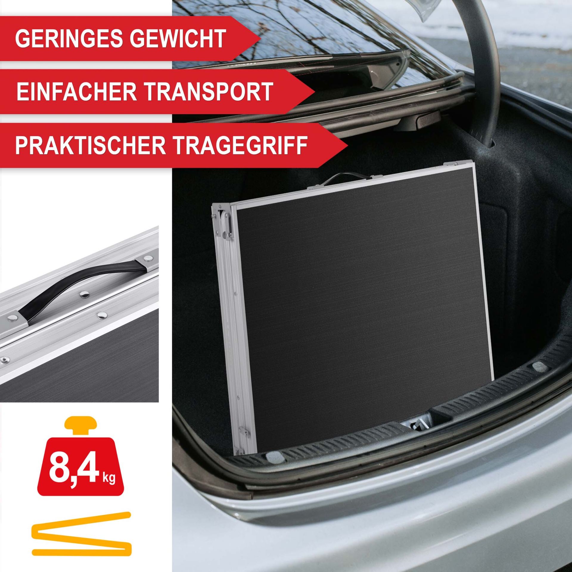 Klapptisch Sylt - Geringes Gewicht, einfacher Transport, praktischer Tragegriff