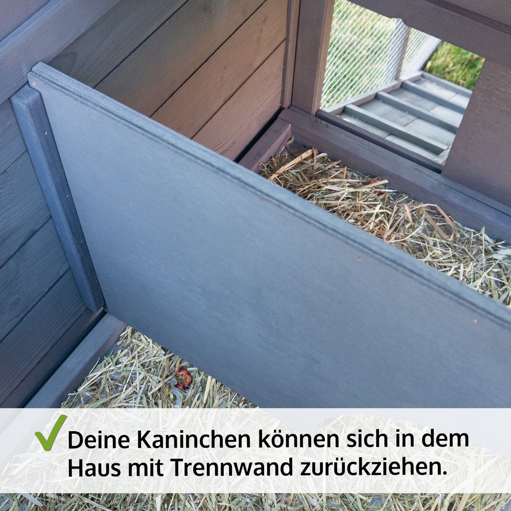 Hasenstall Dream Grey; Innen Trennwand mit Durchgang