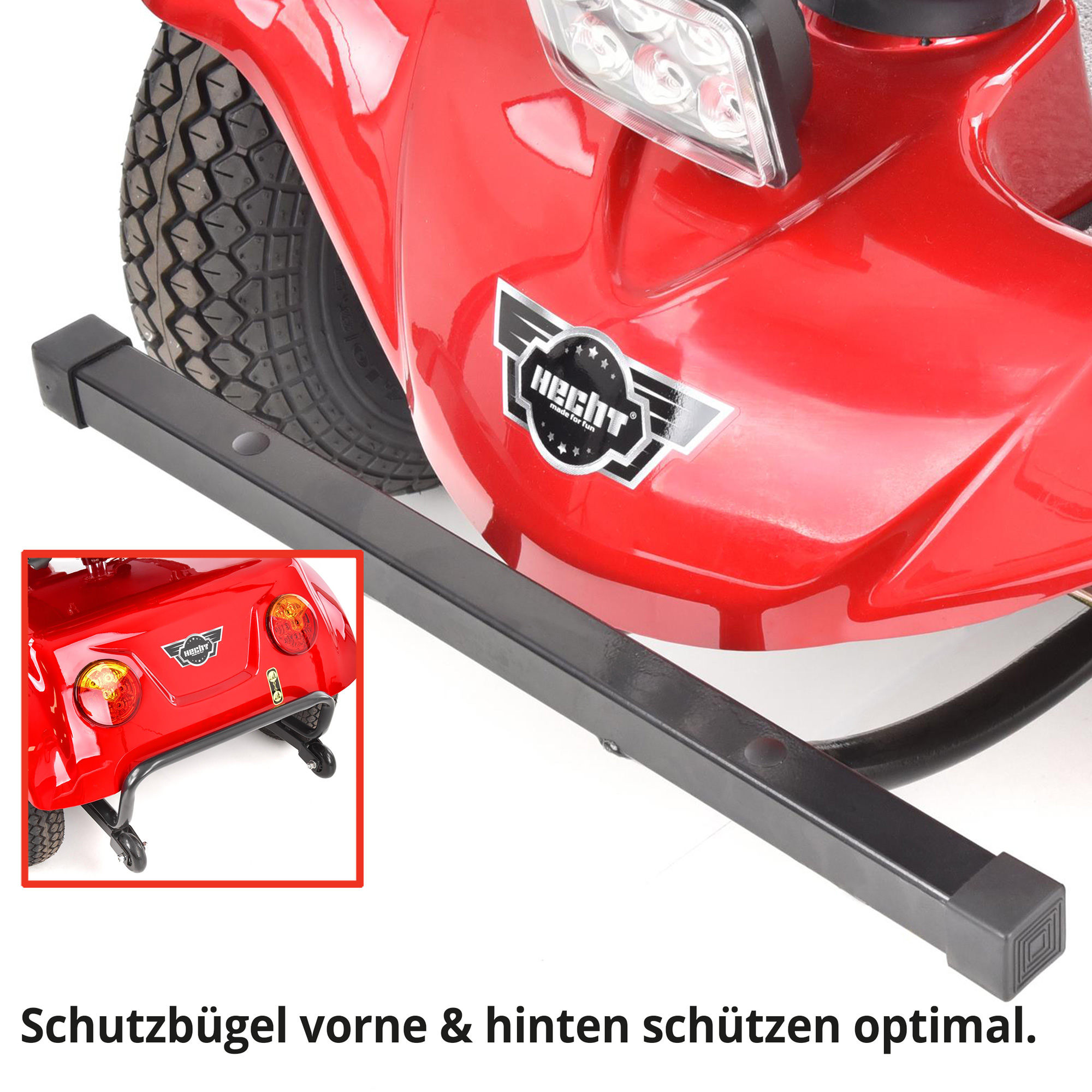 Hecht WISE RED Elektro Seniorenmobil mit Schutzbügel vorne und hinten für optimalen Schutz