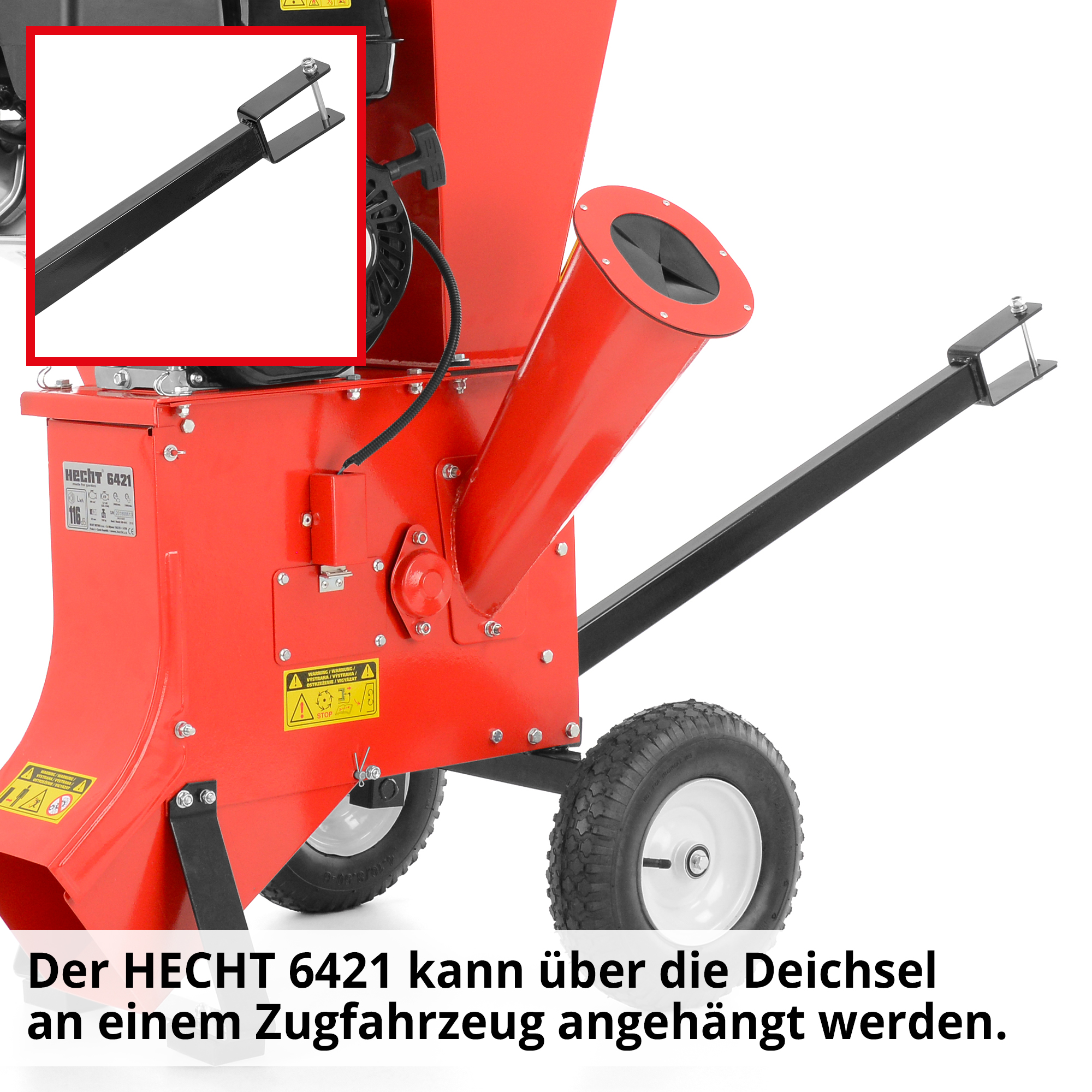 HECHT Benzin Gartenhäcksler 6421 Benzin Gartenhäcksler mit Anhängerkoppel