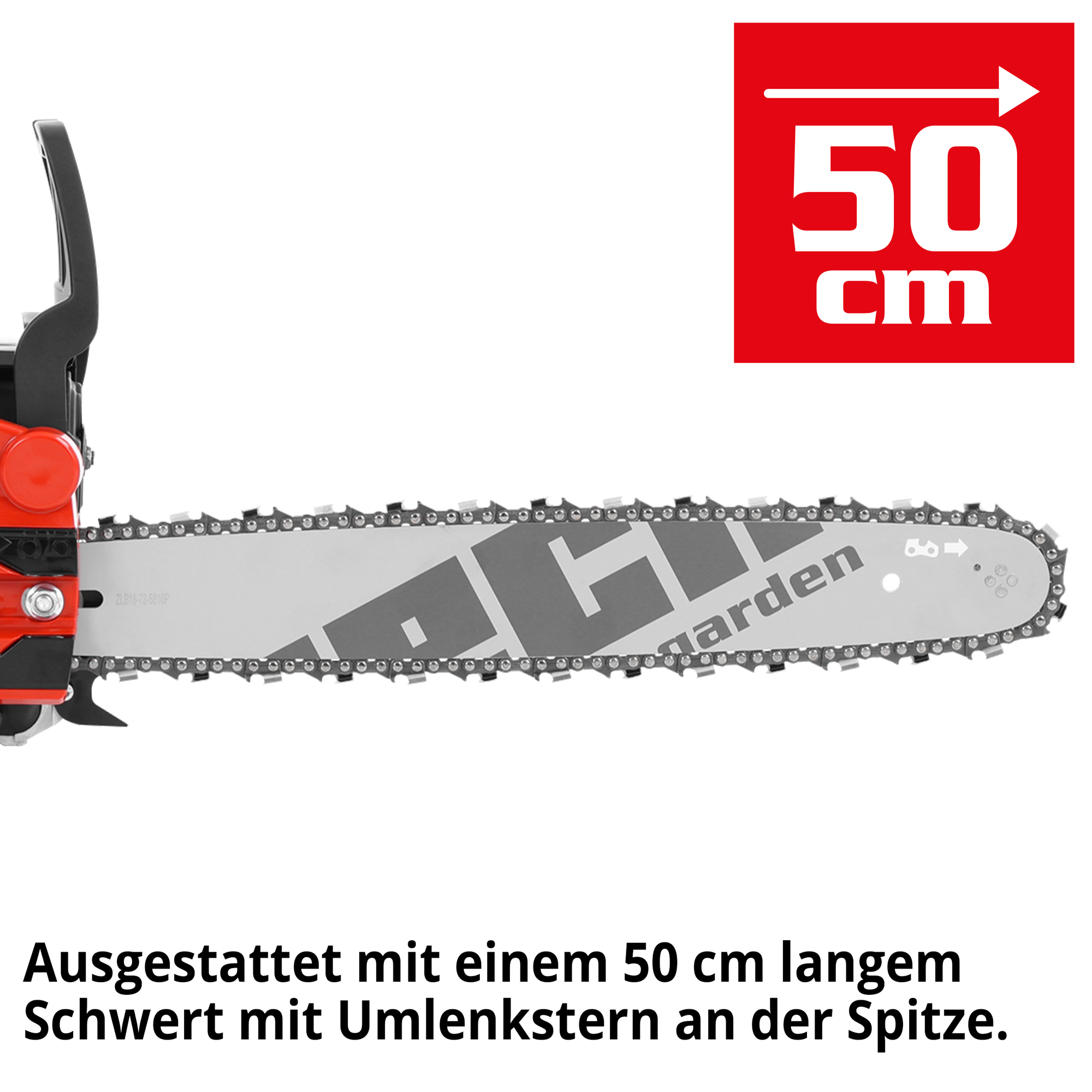 HECHT Motorsäge 62 Motorsäge  mit 50 cm langem Schwert mit Umlenkstern an der Spitze