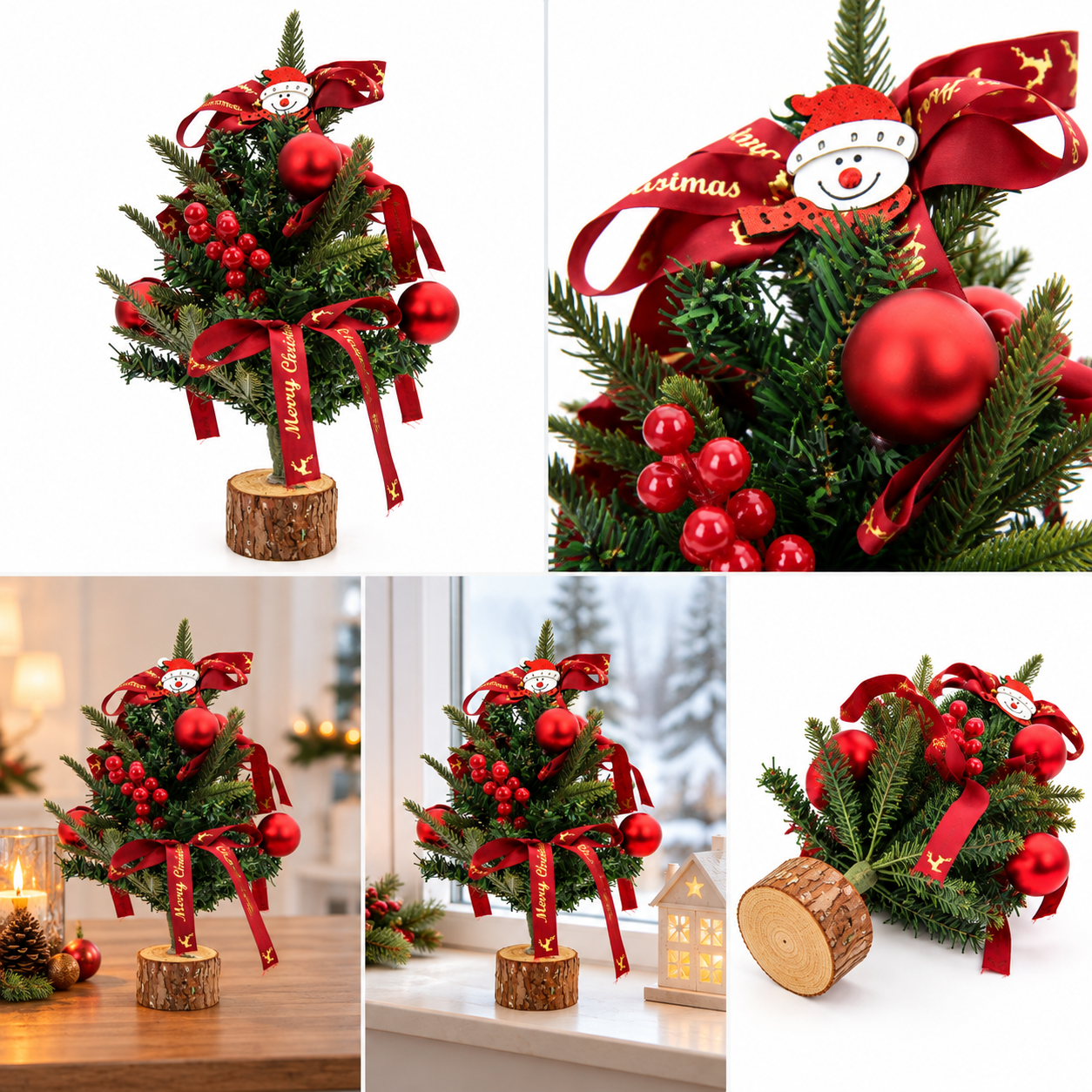 Onbest Weihnachtsbaum 45 cm Rote Schleife u. Rote Kugeln 48010 in Aktion (Dieses Bild wurde mit Hilfe von KI generiert.)