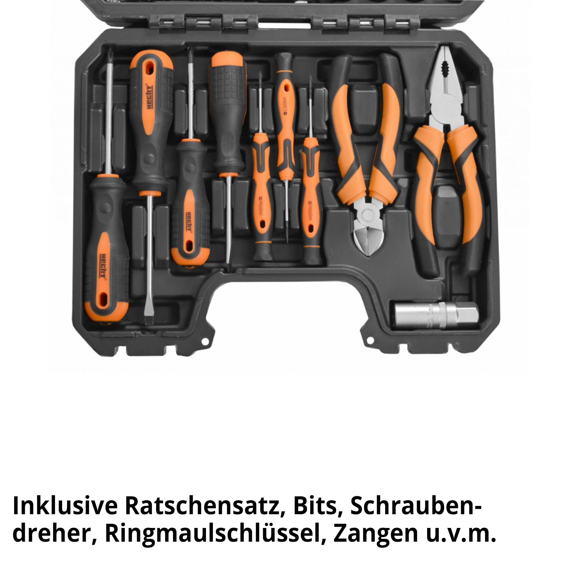 Werkzeugkoffer HECHT – 76 teilig mit Ratschen, Nüssen, Zangen und Schraubendrehern im Koffer Werkzeugkoffer HECHT – 76 teilig mit Ratschen, Nüssen, Zangen und Schraubendrehern im Koffer