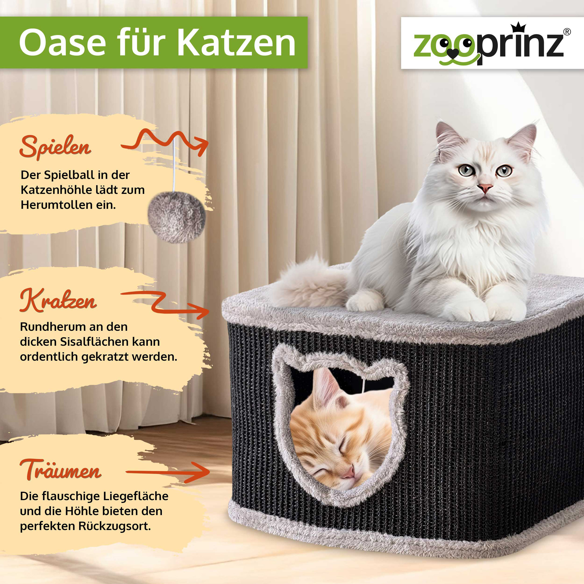 Katzenhaus Sisal; Spielen, Kratzen und Träumen Katzenhaus Sisal; Spielen, Kratzen und Träumen
