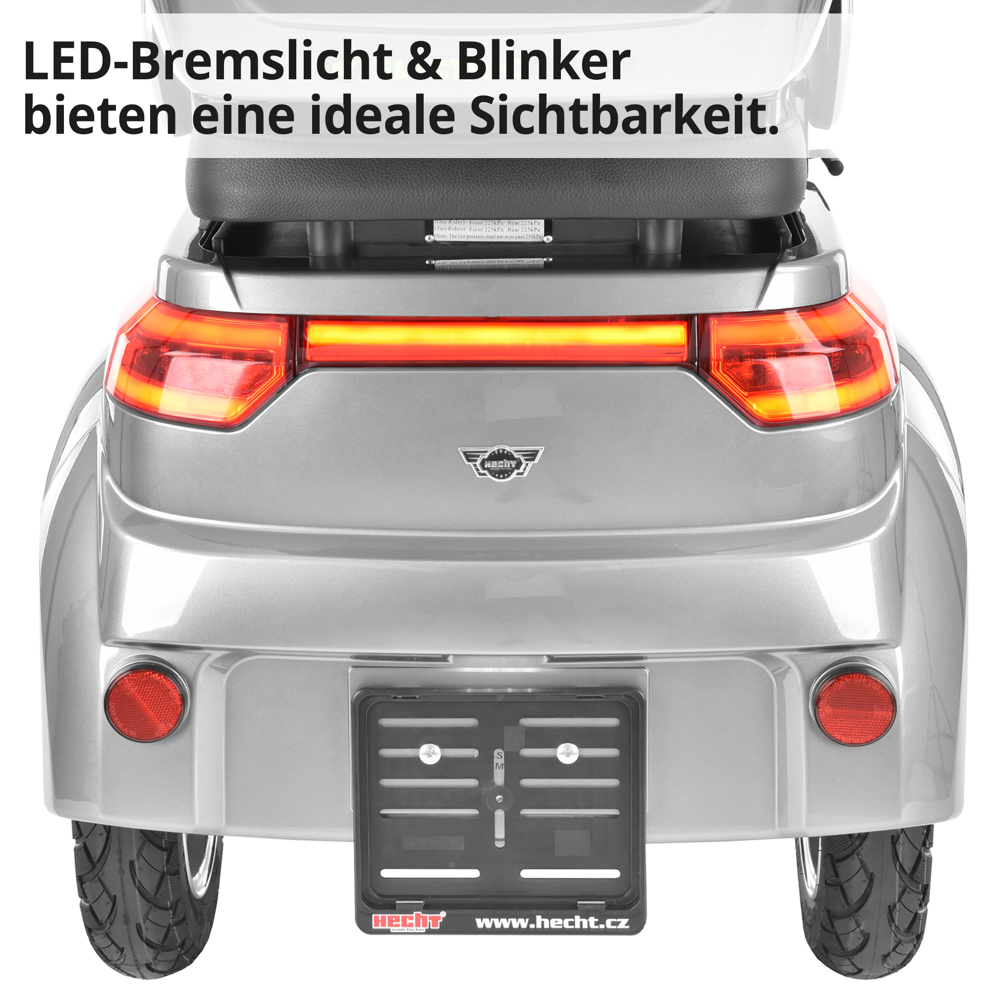 HECHT CITISMAX Grau mit LED-Bremslicht und Blinker