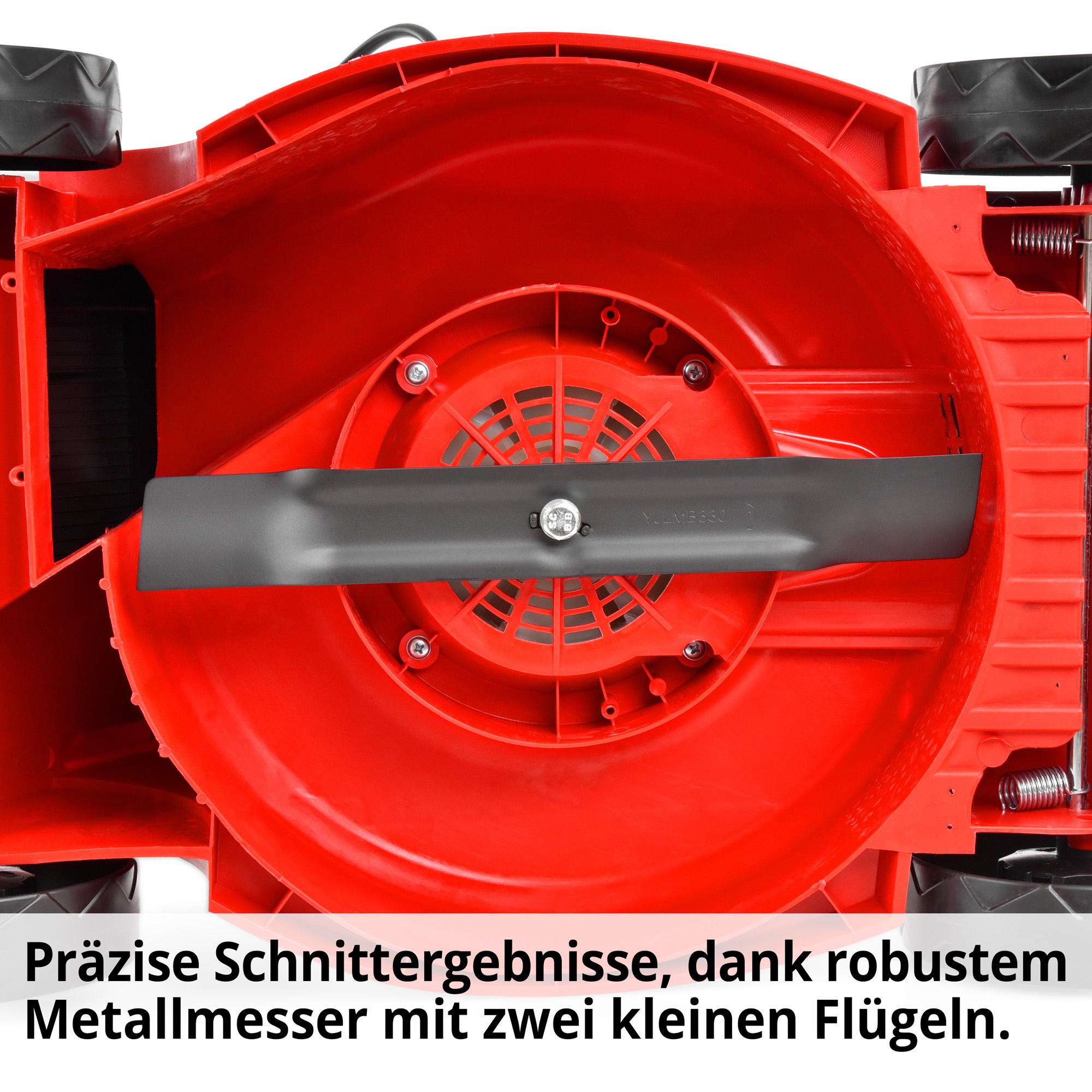 Elektro-Rasenmäher mit robusten Metallmesser und zwei Flügeln für präzises schneiden 
