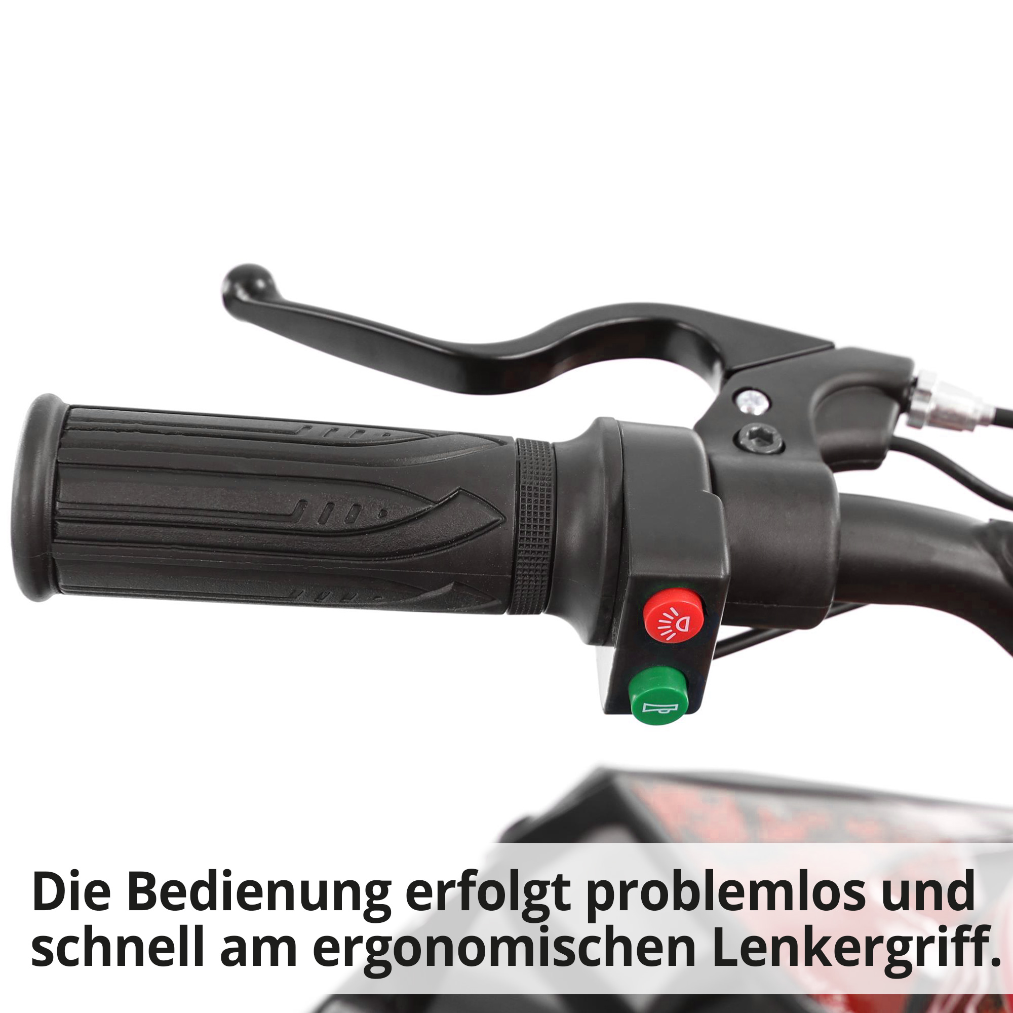 Elektro Quad; Die Bedienung erfolgt problemlos und schnell am ergonomischen Handgriff