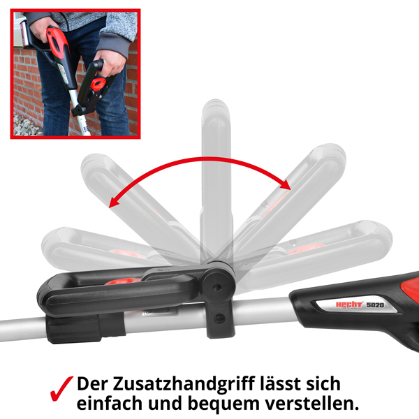 Akku Rasentrimmer; Zusatzhandgriff lässt sich einfach und bequem verstellen