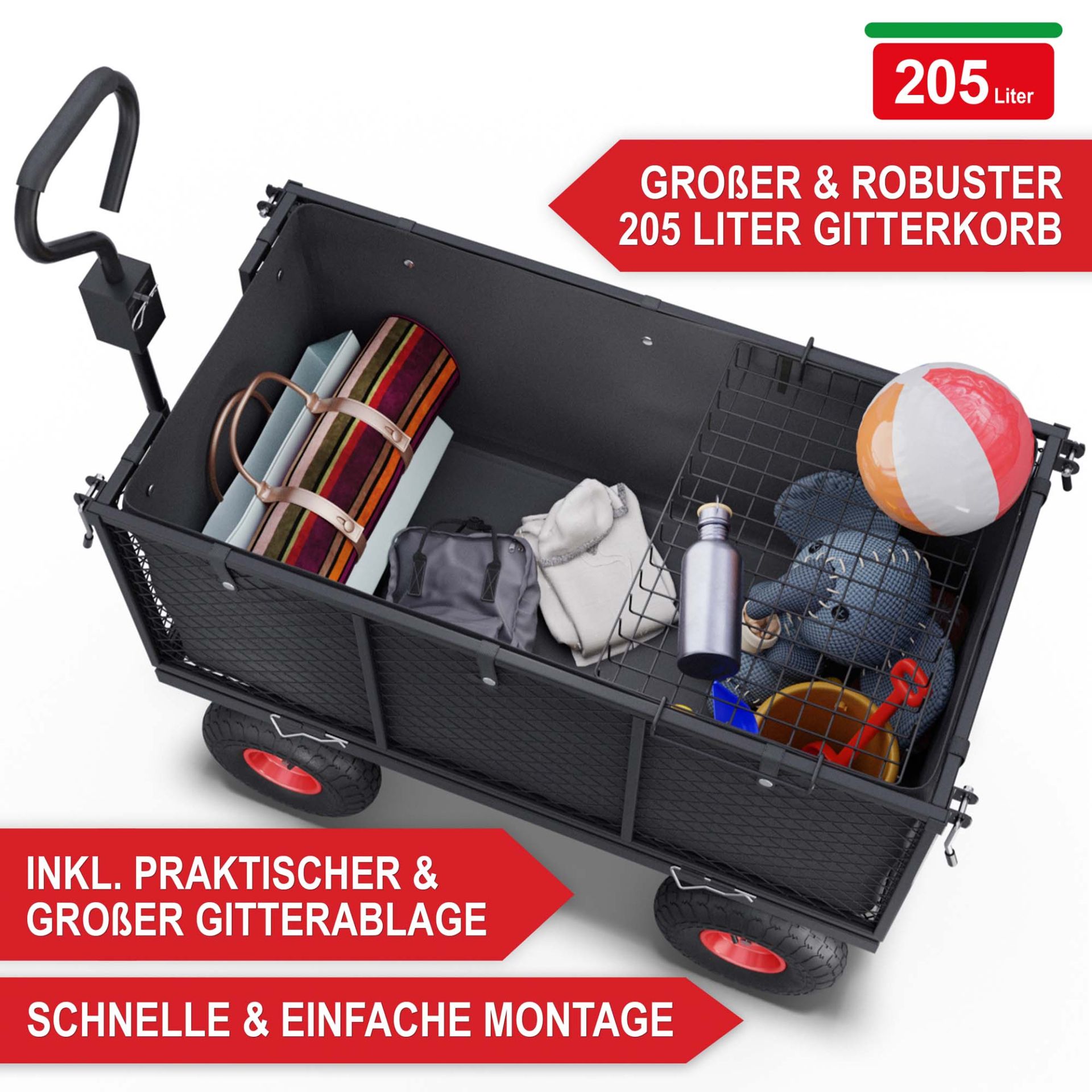 Transportwagen - Inklusive praktischer und großer Gitterablage, schnelle und einfache Montage