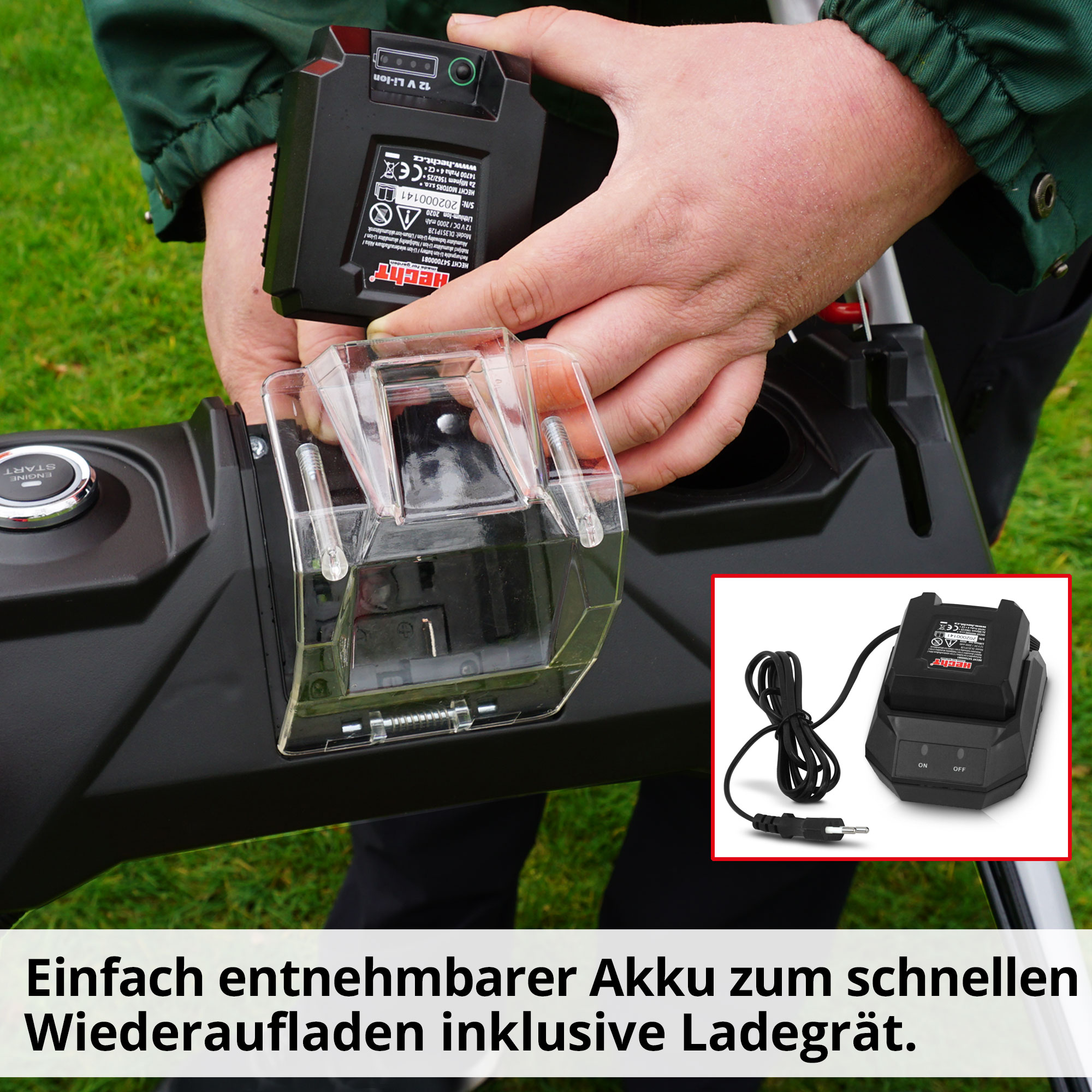 Benzin-Rasenmäher mit einfach entnehmbaren Akku für das Wiederaufladen mitgeliefert 