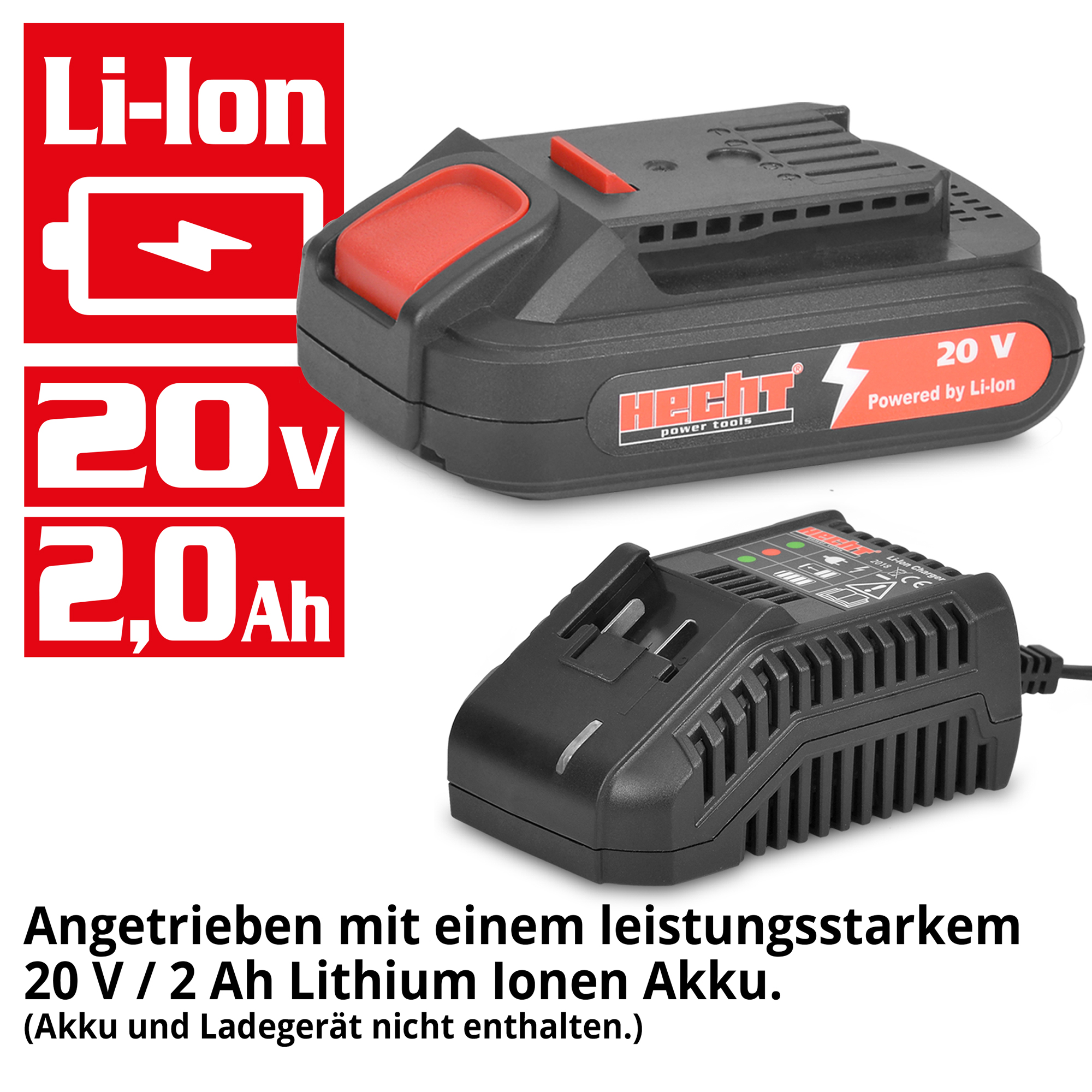 HECHT 1510 Säbelsäge Akku; Angetrieben mit einem leistungsstarkem 20 V / 2 Ah Lithium Ionen Akku