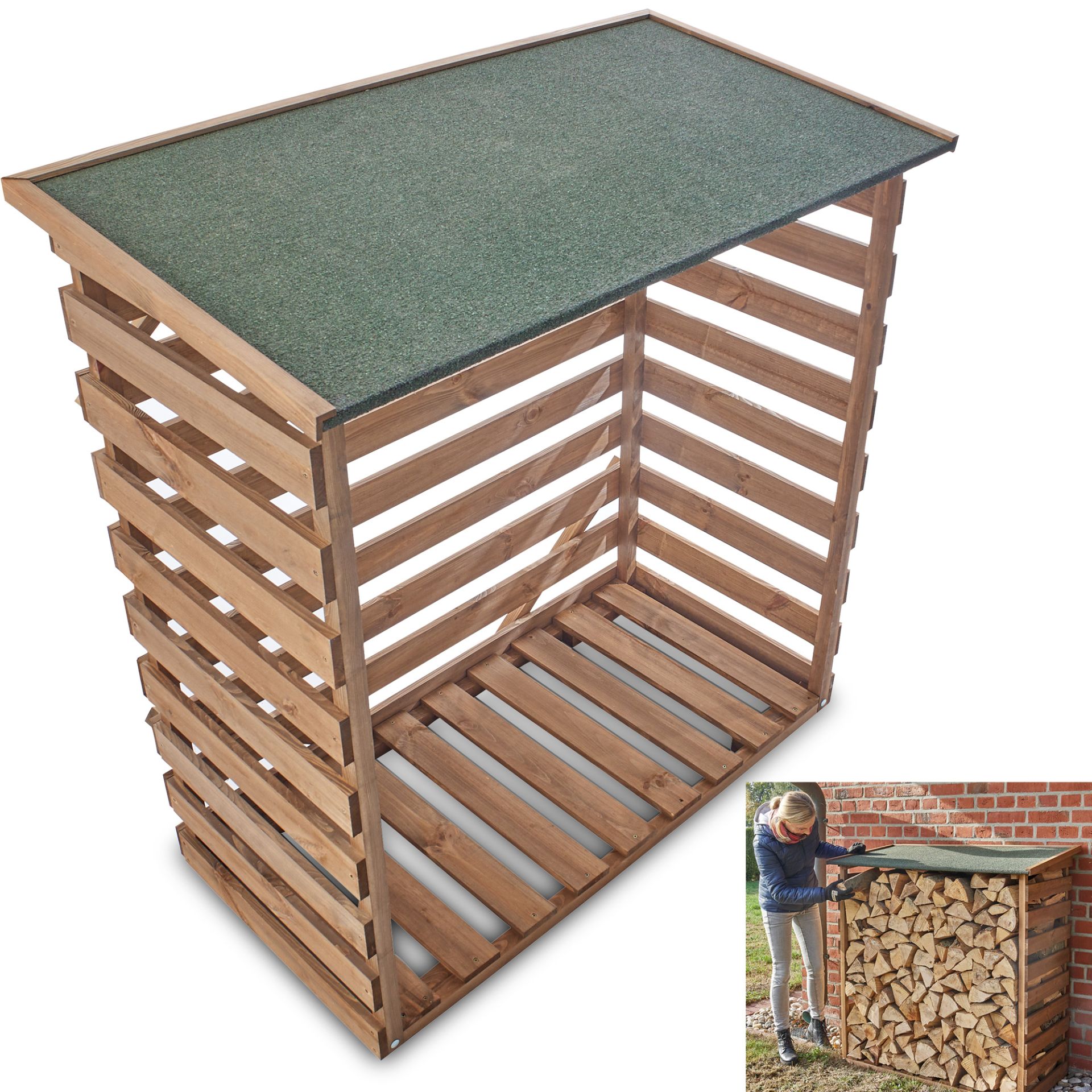 Brennholzregal Fire; Spaltenabstand sorgt für eine ideale Luftzirkulation und schnelles Trocknen des Holzes