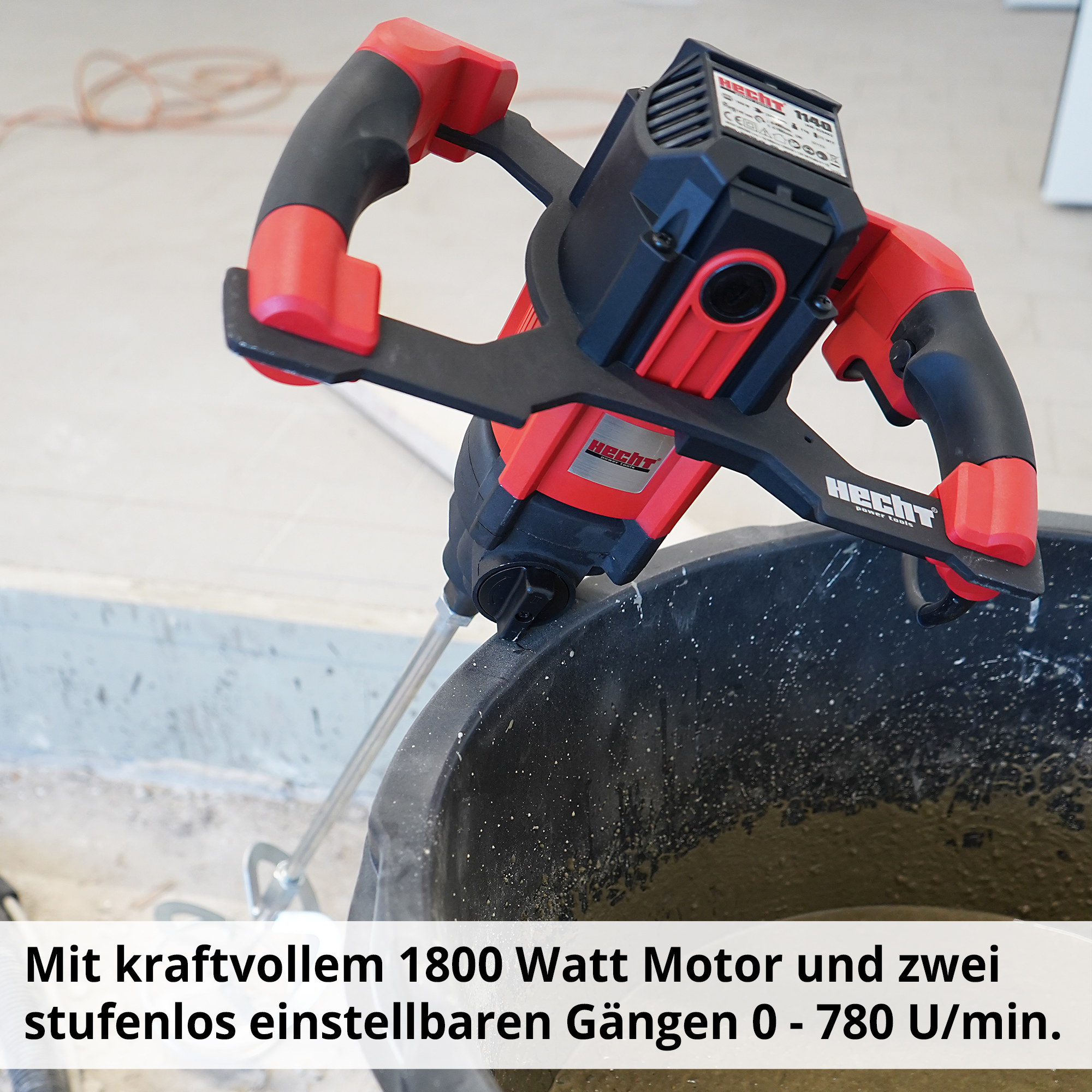 HECHT 1140 Rührwerk; kraftvoller 1800 Watt Motor und zwei stufenlos einstellbare Gänge von 0 - 780 U/min