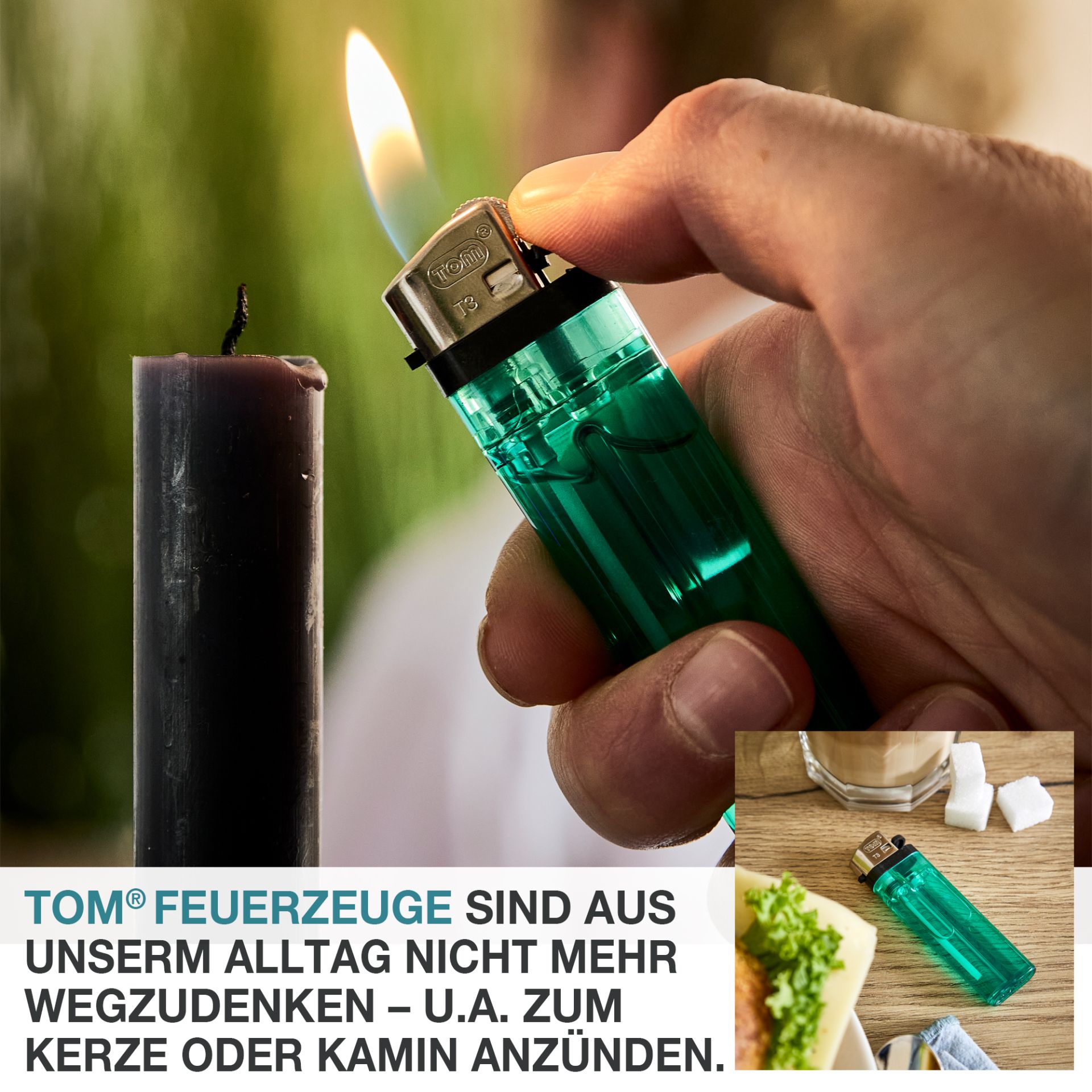TOM Reibrad Feuerzeug ist vielseitig einsetzbar
