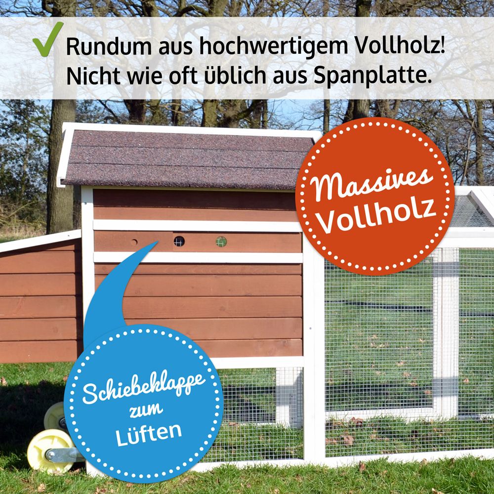 zooprinz Hünhervoliere Mobil massives Vollholz mit Lüftung 