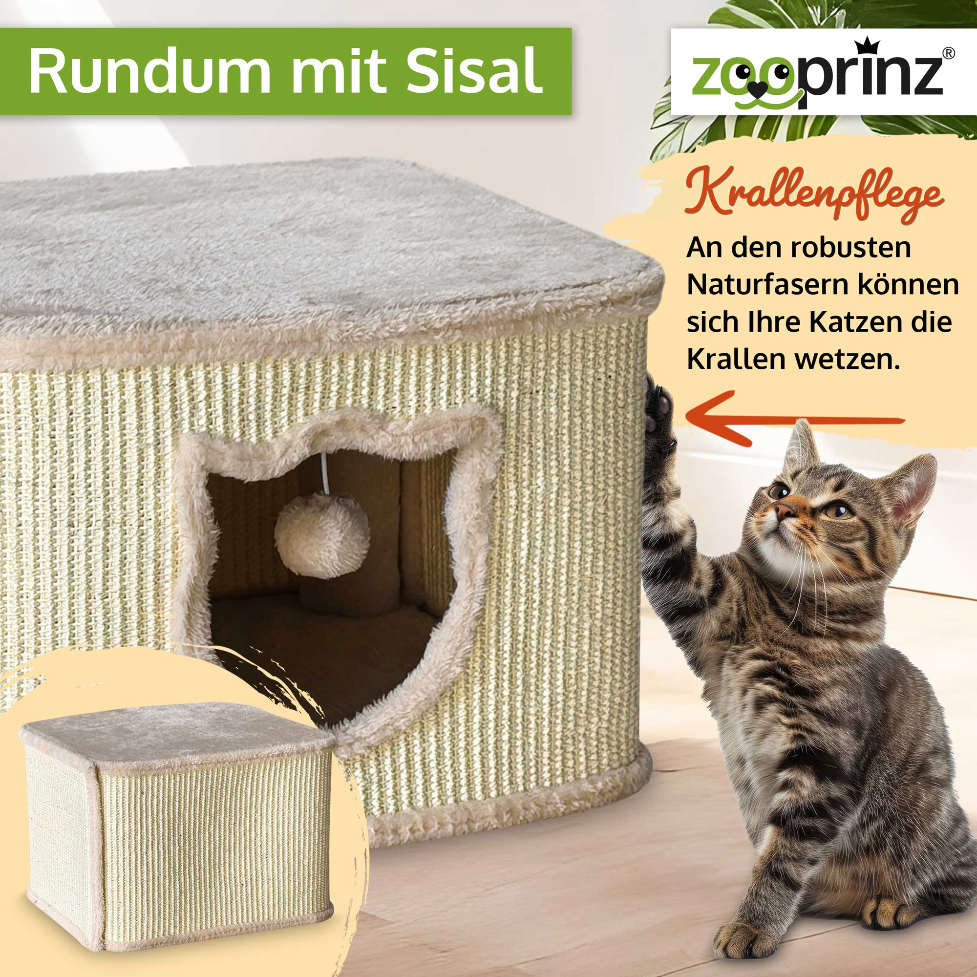 Katzenhaus Sisal; rundum mit Sisal  Katzenhaus Sisal; rundum mit Sisal