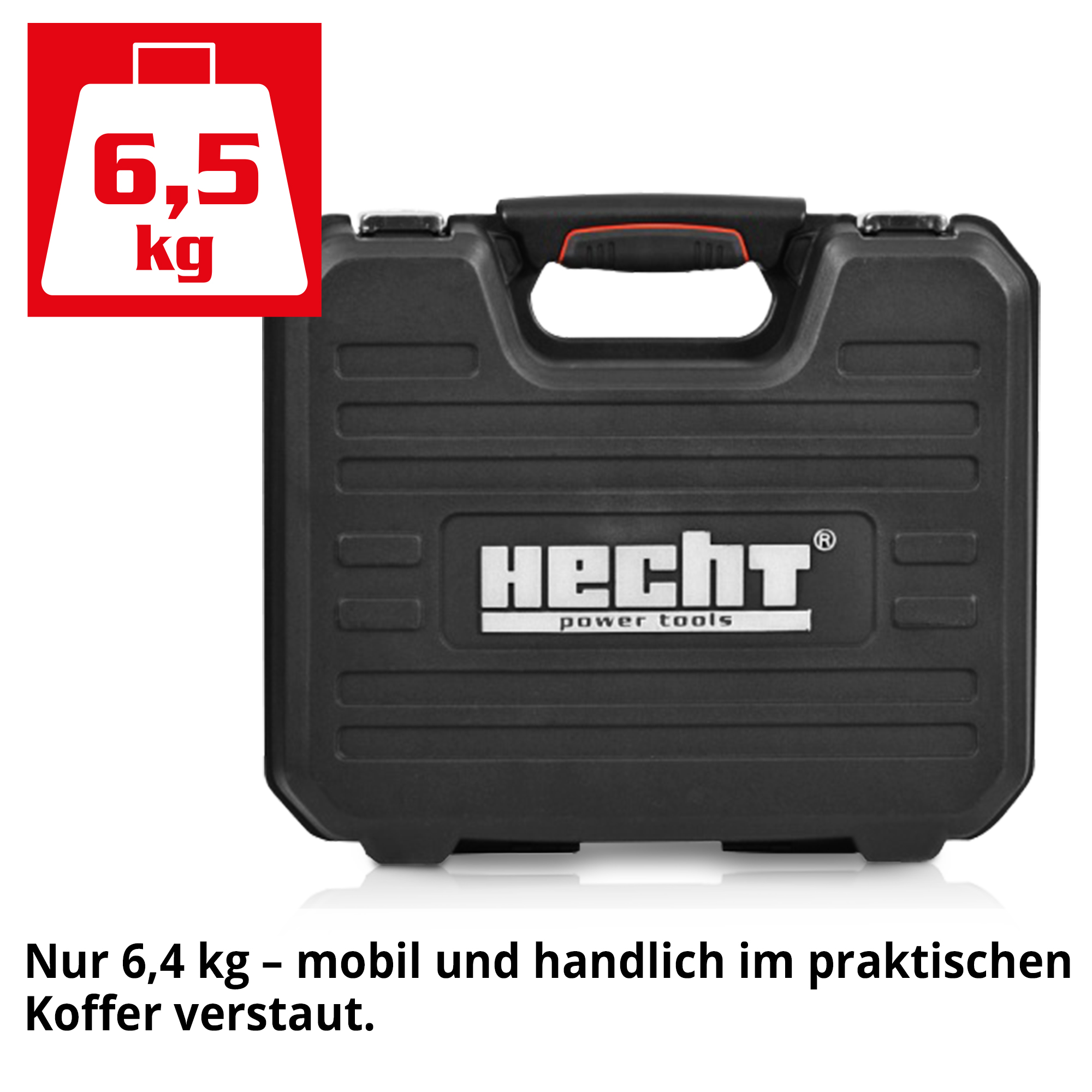 HECHT Knarrenkasten mit einem Gewicht von 6,5 kg handlich verstaut im Koffer 
