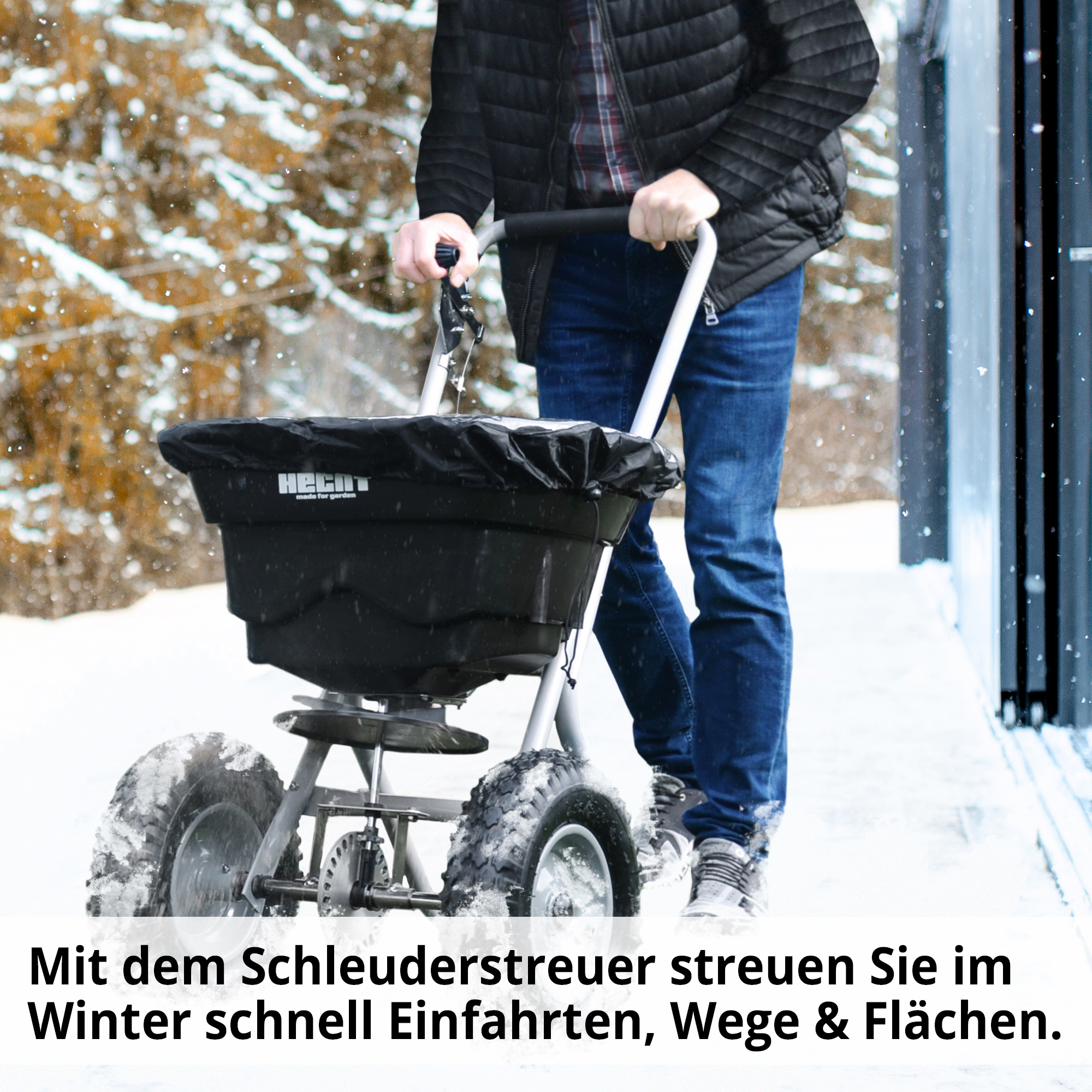 Hecht Streuwagen mit Schleuder Streuer einfach und ideal für Einfahrten 
