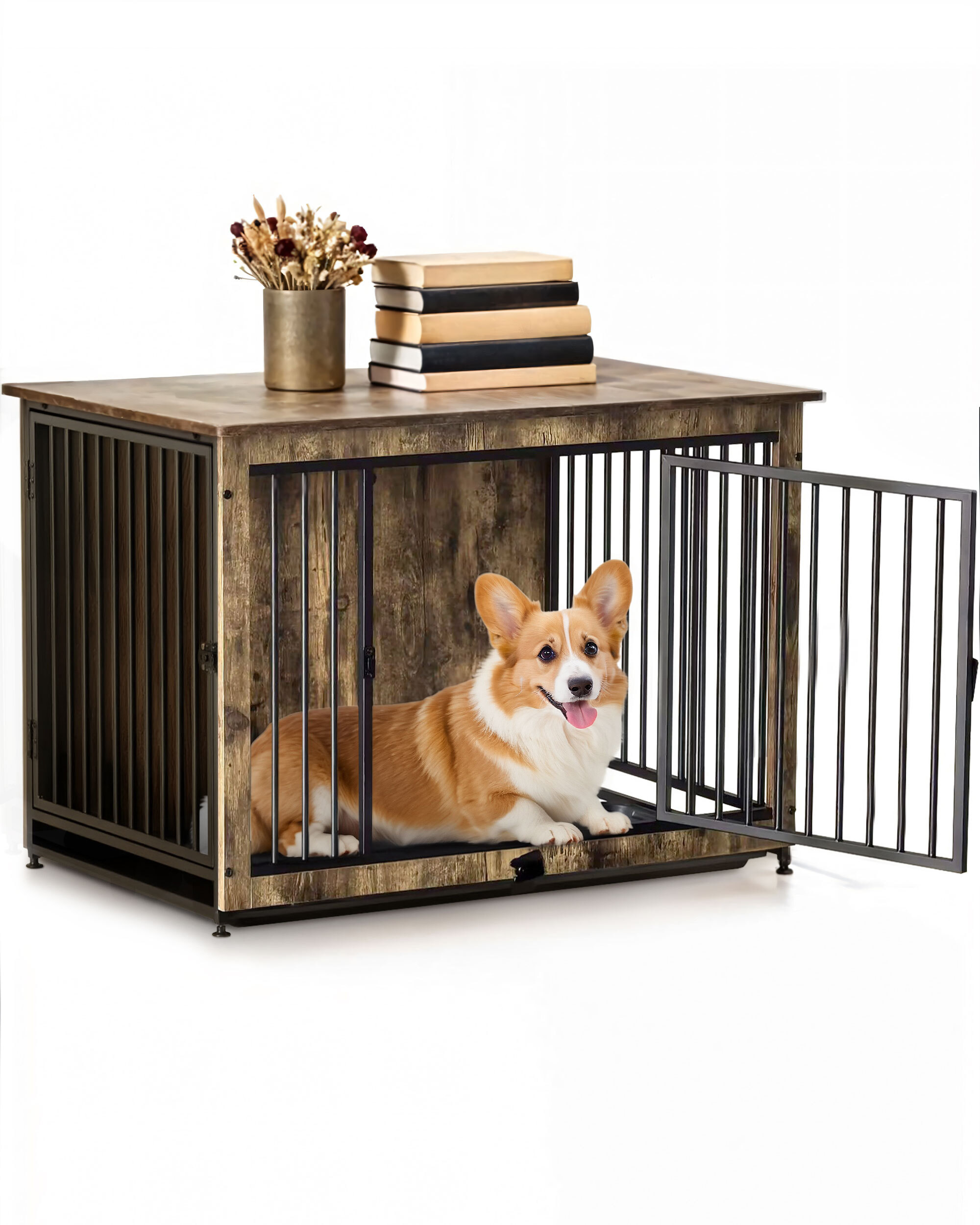 Hundebox Max aus Holz mit Gitter