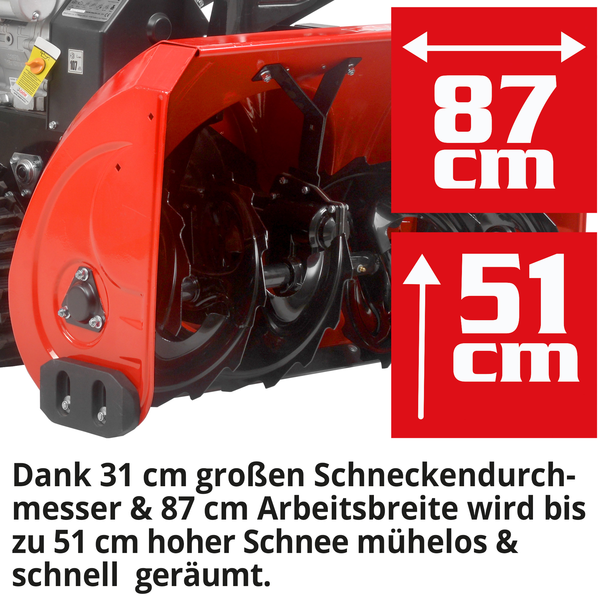 Hecht Benzin-Schneefräse 95344 SQ mit 87 cm Arbeitsbreite für schnelles arbeiten 