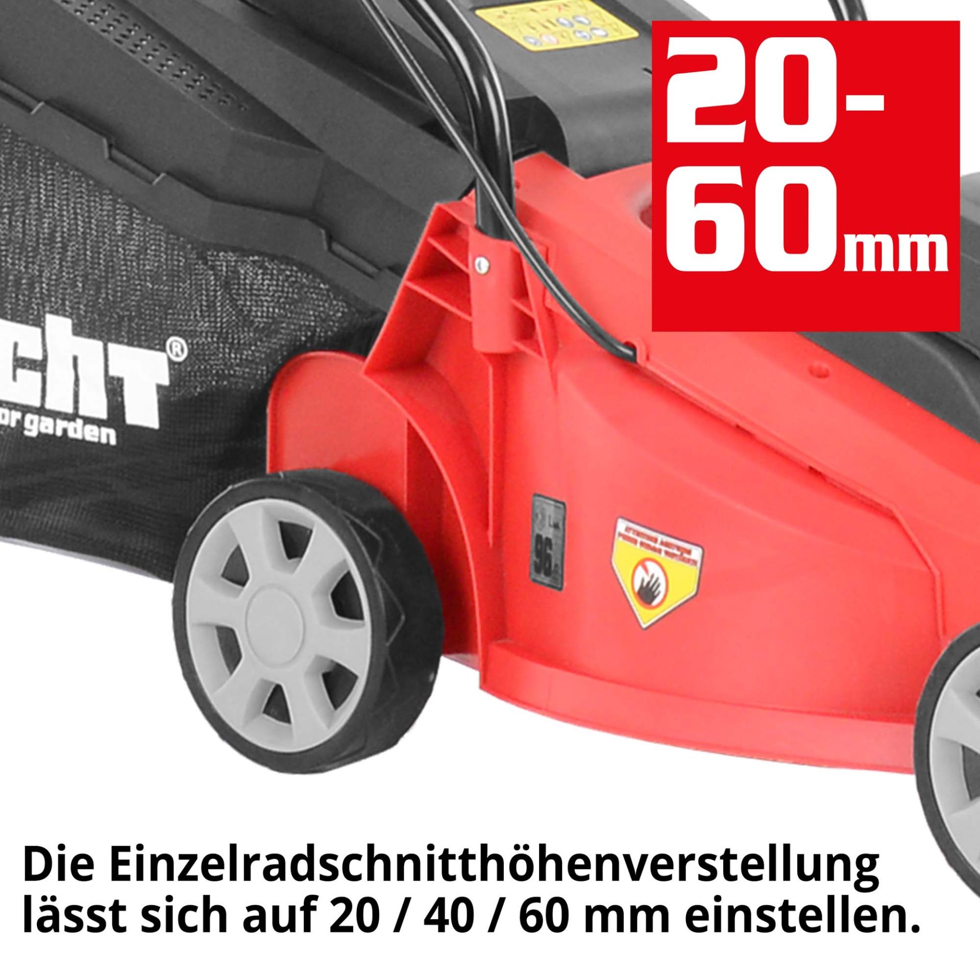 Hecht Elektro-Rasenmäher mit 3-fach Schnitthöhenverstellung Zwischen 20 40 und 60 mm 