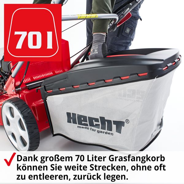 HECHT Benzin Rasenmäher 5563 SXE Benzin Rasenmäher mit großem Fangkorb