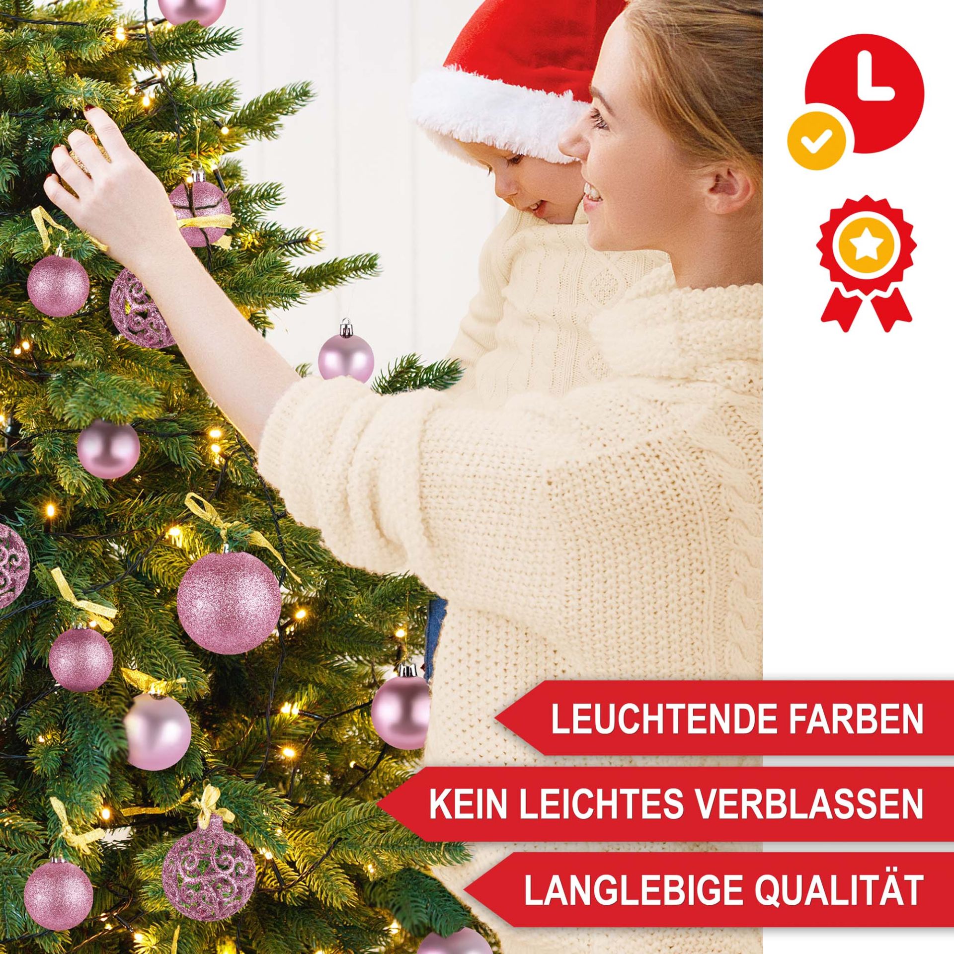 Weihnachtskugeln pink - Leuchtende Farben, kein leichtes verblassen, langlebige Qualität